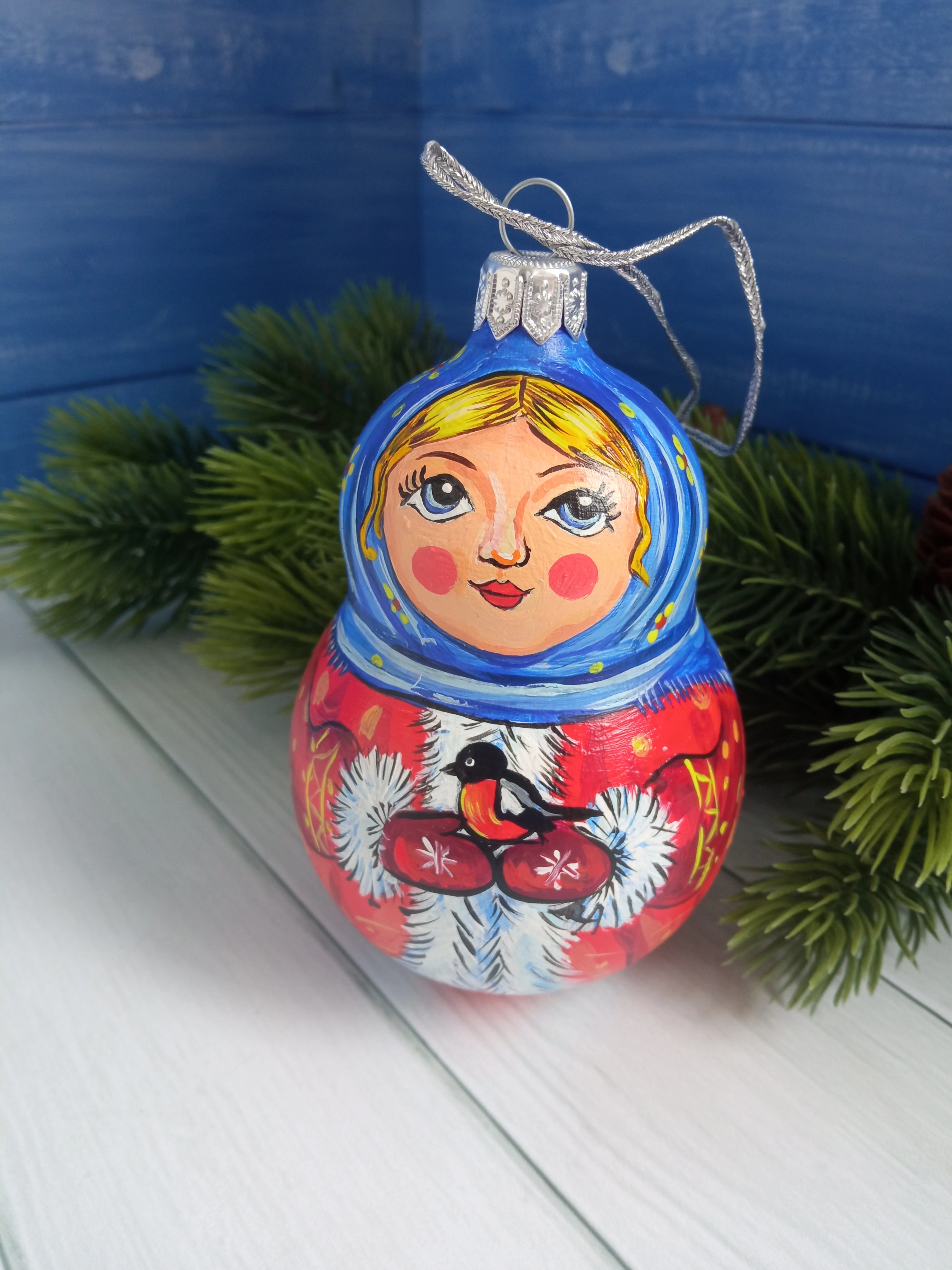 Ёлочная игрушка Матрешка Art-Works Стекло Ручная роспись