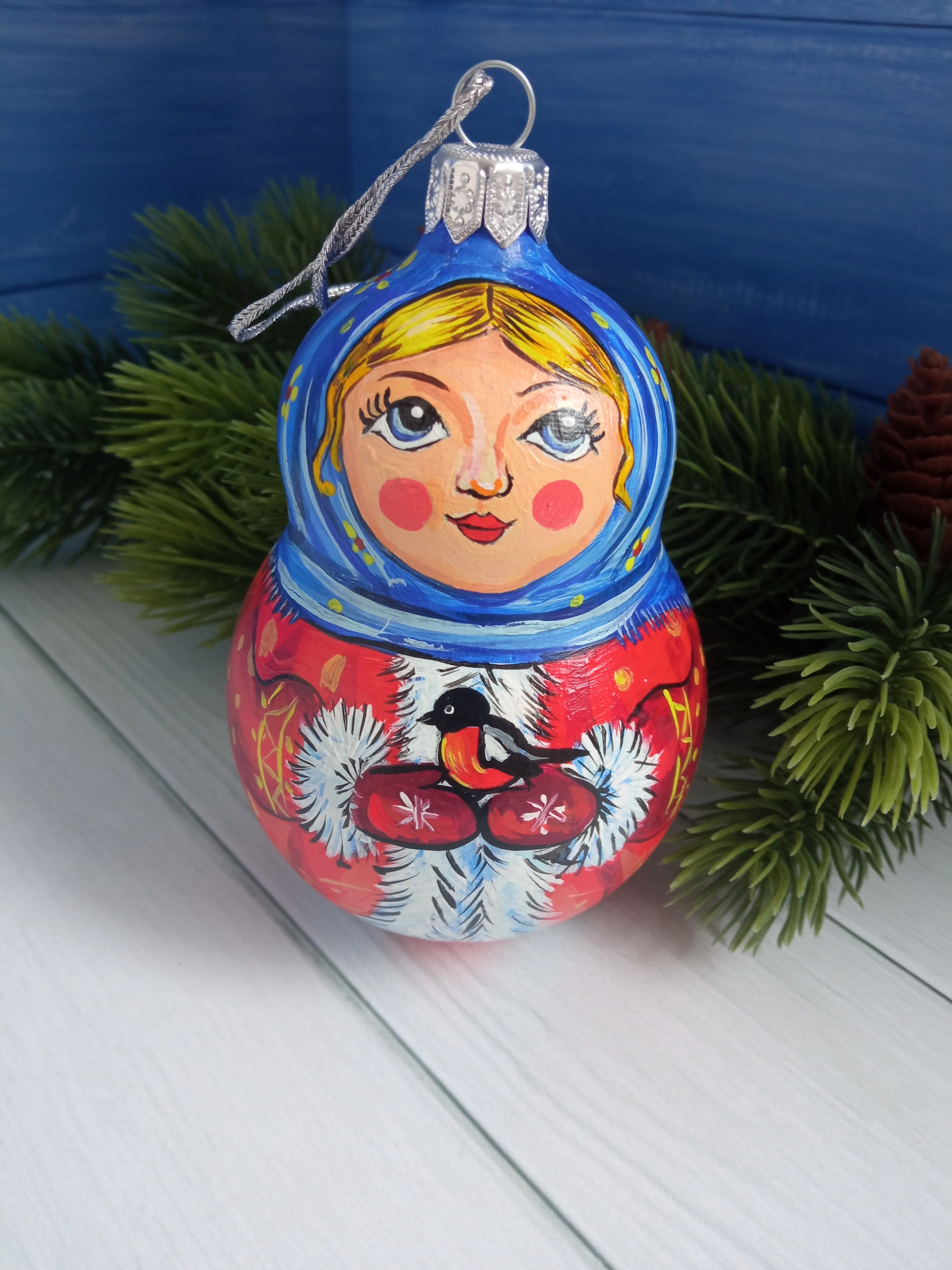 Ёлочная игрушка Матрешка Art-Works Стекло Ручная роспись