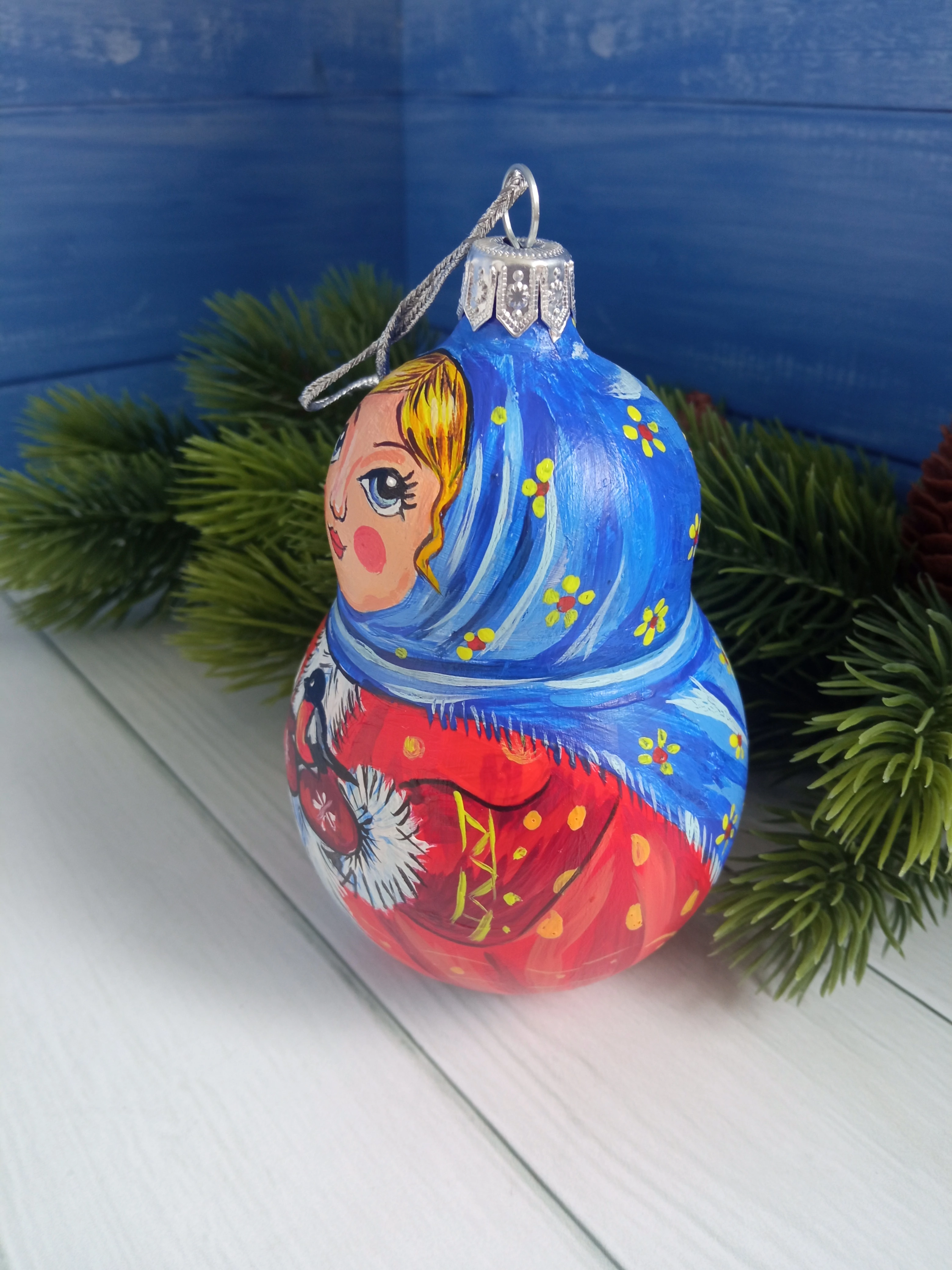 Ёлочная игрушка Матрешка Art-Works Стекло Ручная роспись