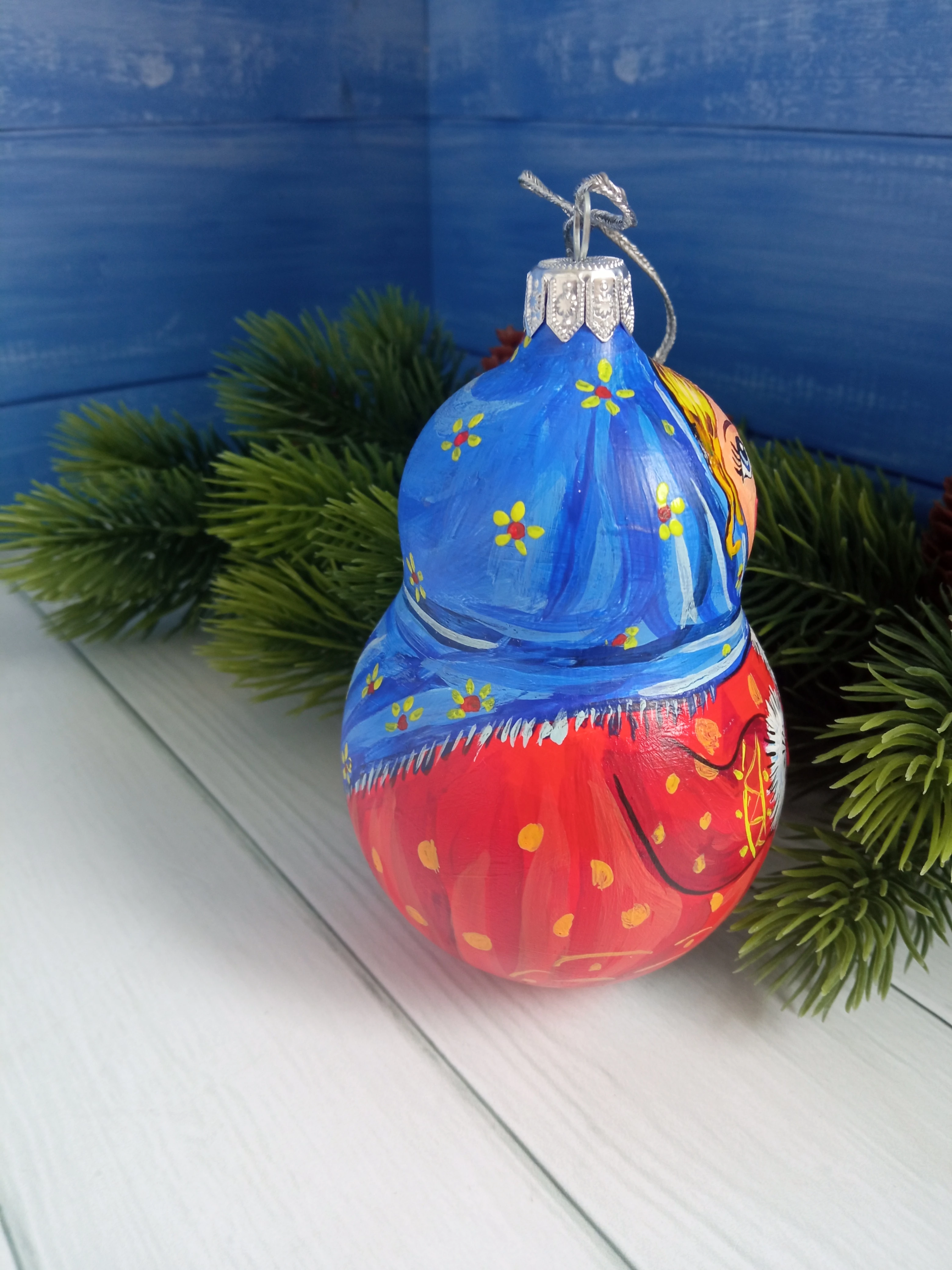 Ёлочная игрушка Матрешка Art-Works Стекло Ручная роспись