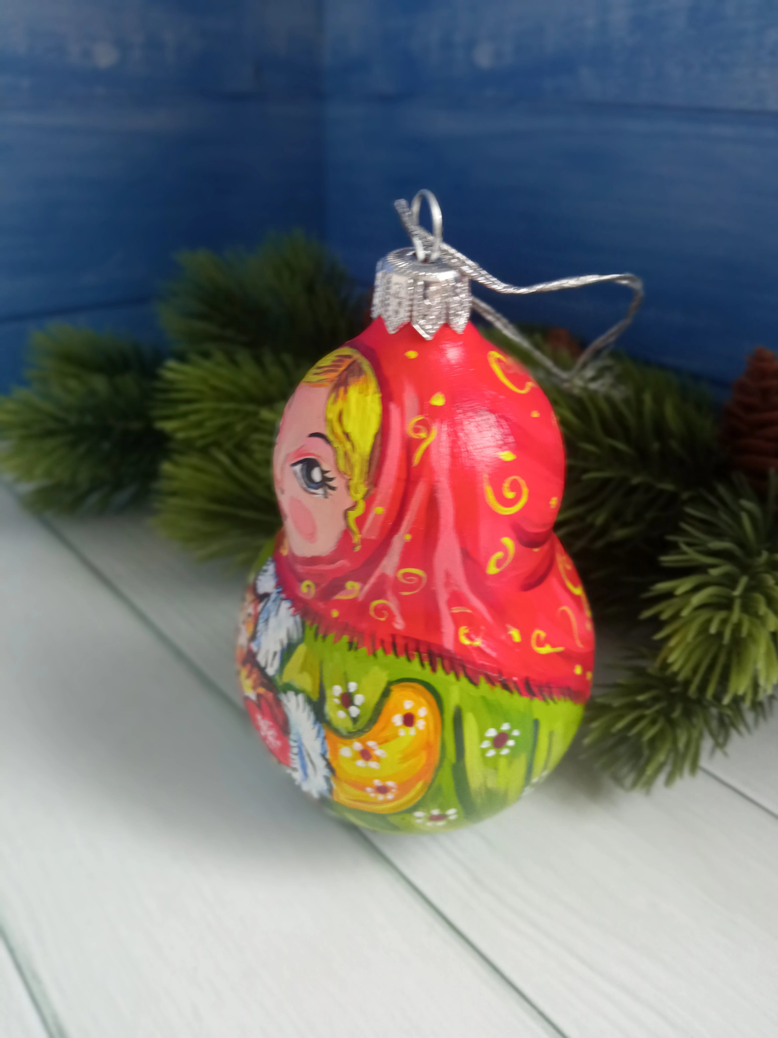 Ёлочная игрушка Матрешка Art-Works Стекло Ручная роспись