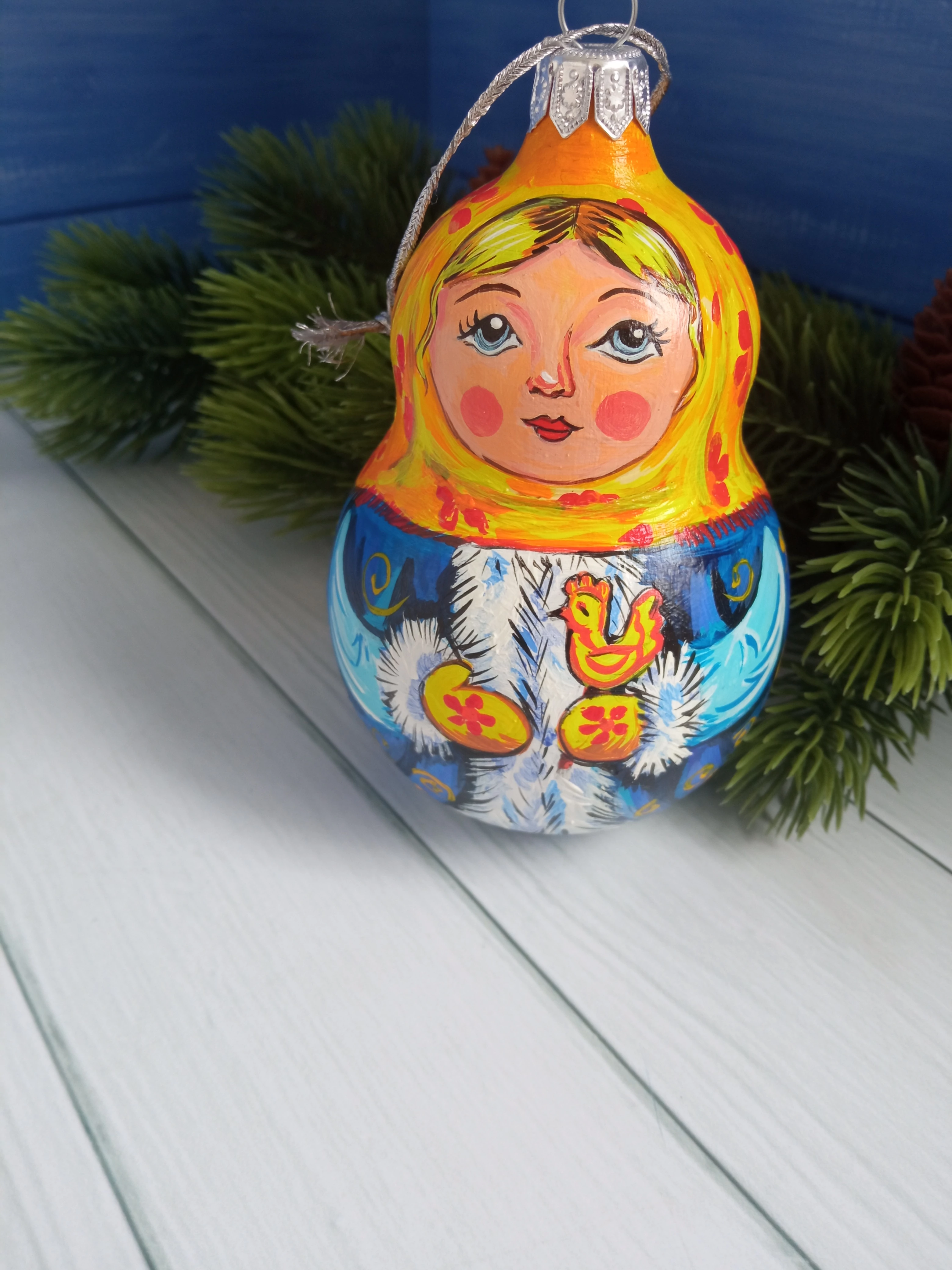 Ёлочная игрушка Матрешка Art-Works Стекло Ручная роспись