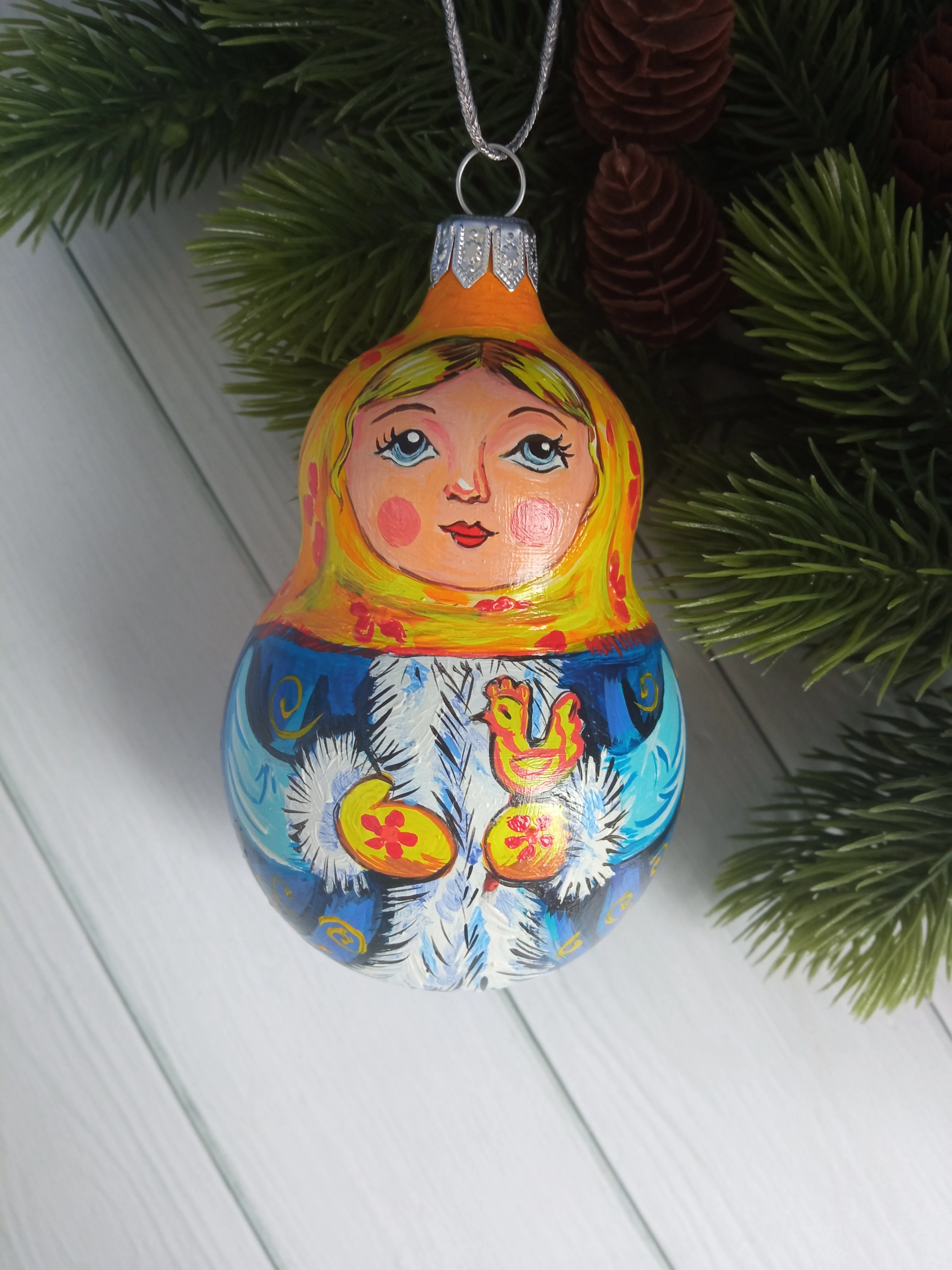 Ёлочная игрушка Матрешка Art-Works Стекло Ручная роспись