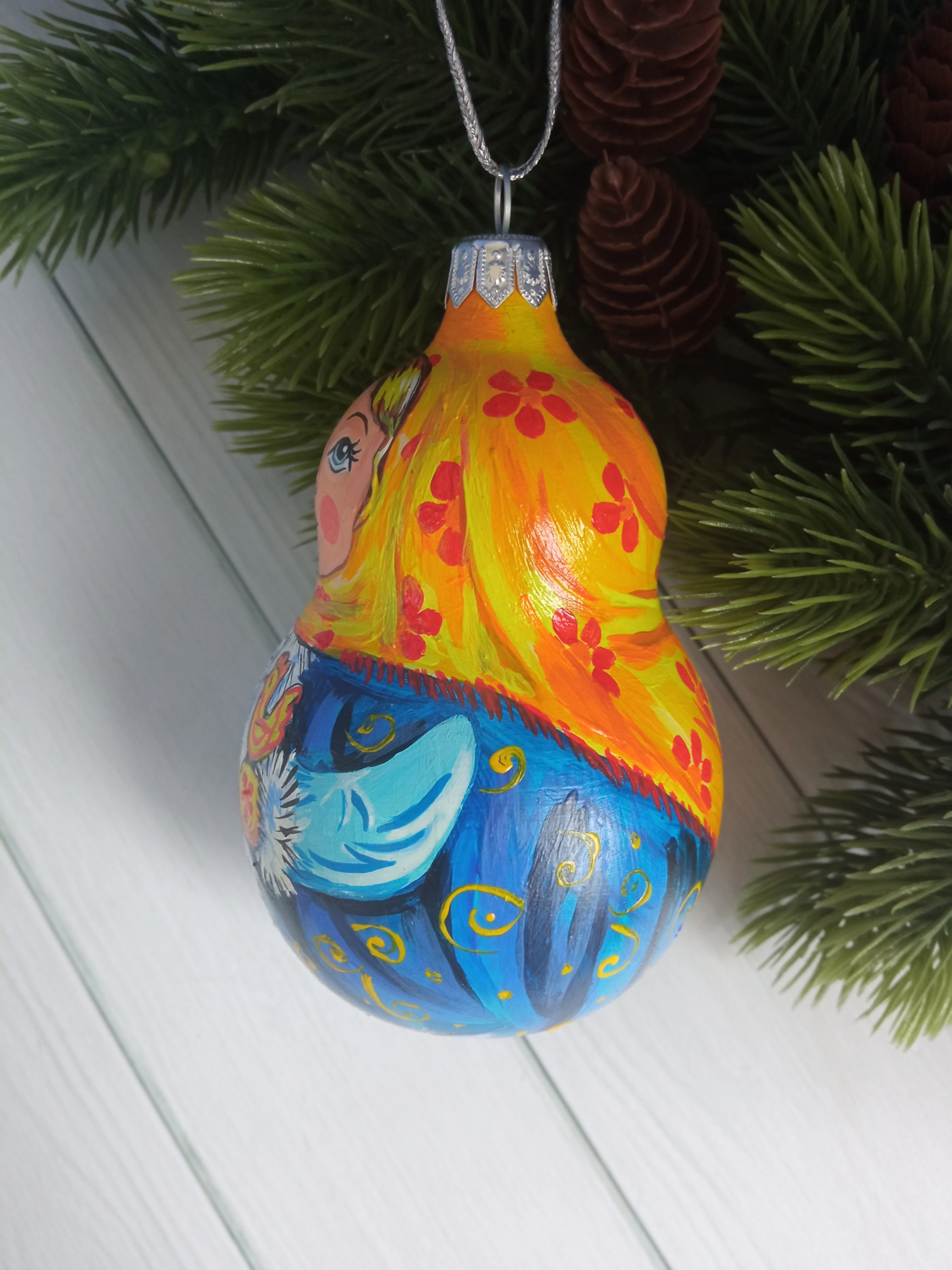 Ёлочная игрушка Матрешка Art-Works Стекло Ручная роспись