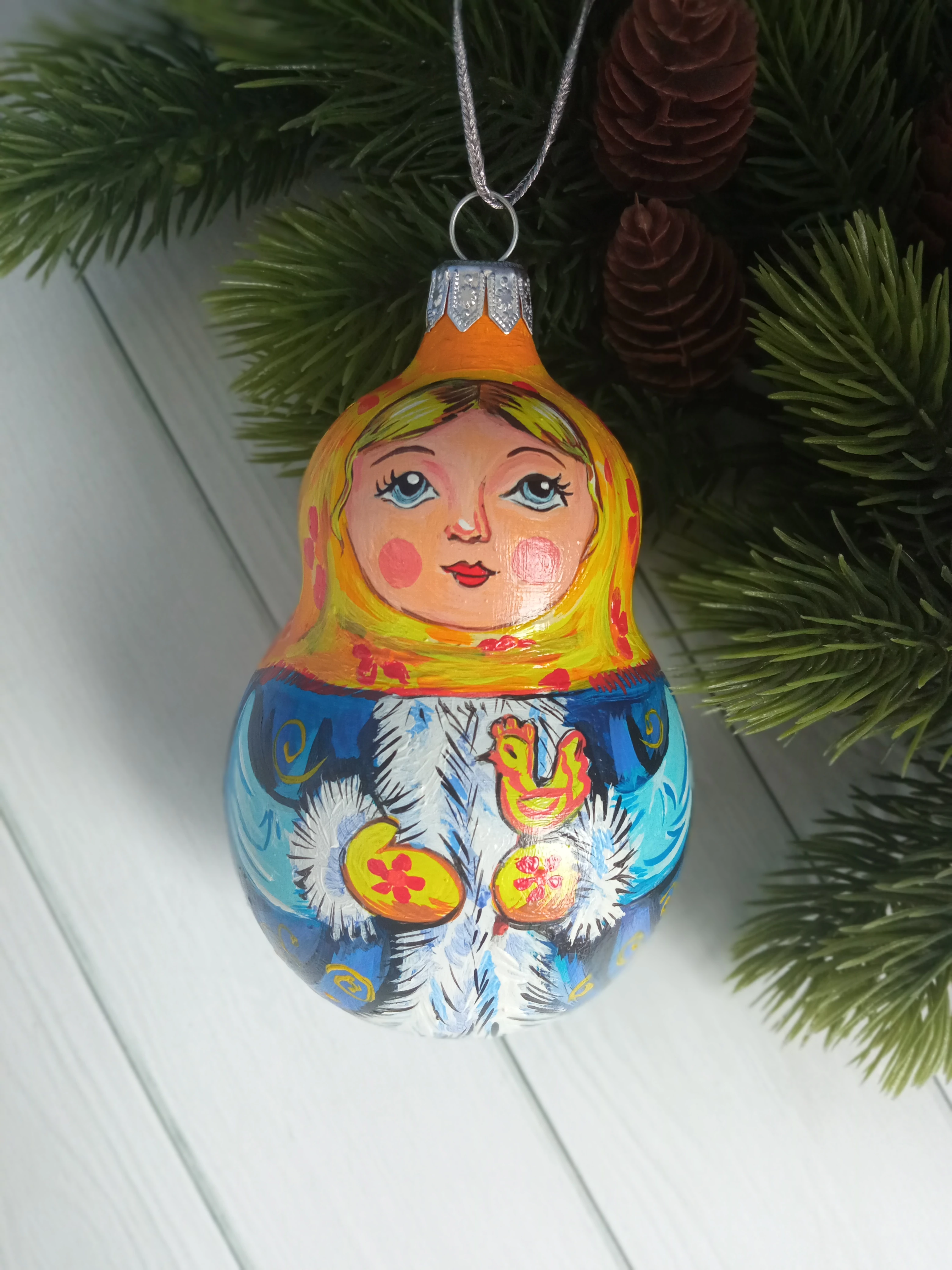 Ёлочная игрушка Матрешка Art-Works Стекло Ручная роспись