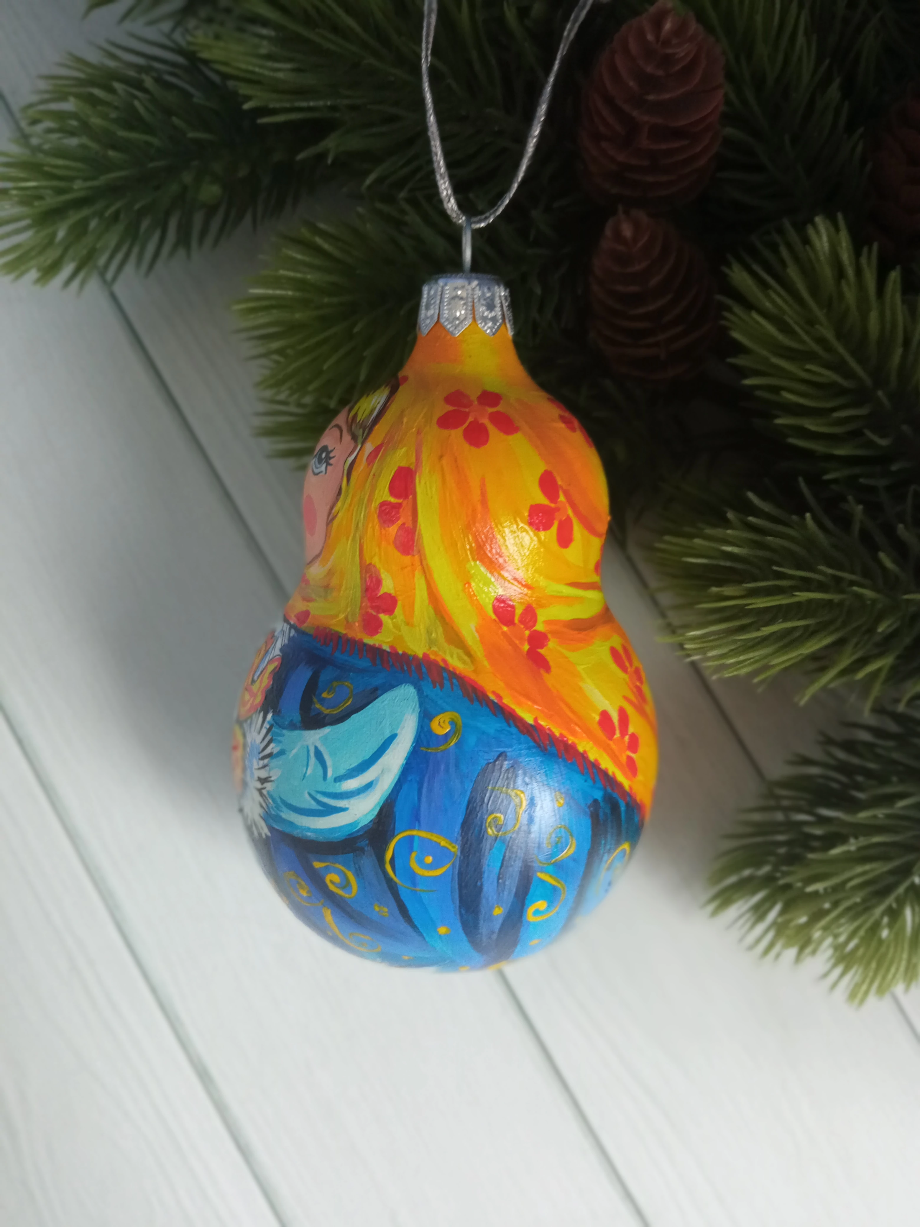 Ёлочная игрушка Матрешка Art-Works Стекло Ручная роспись