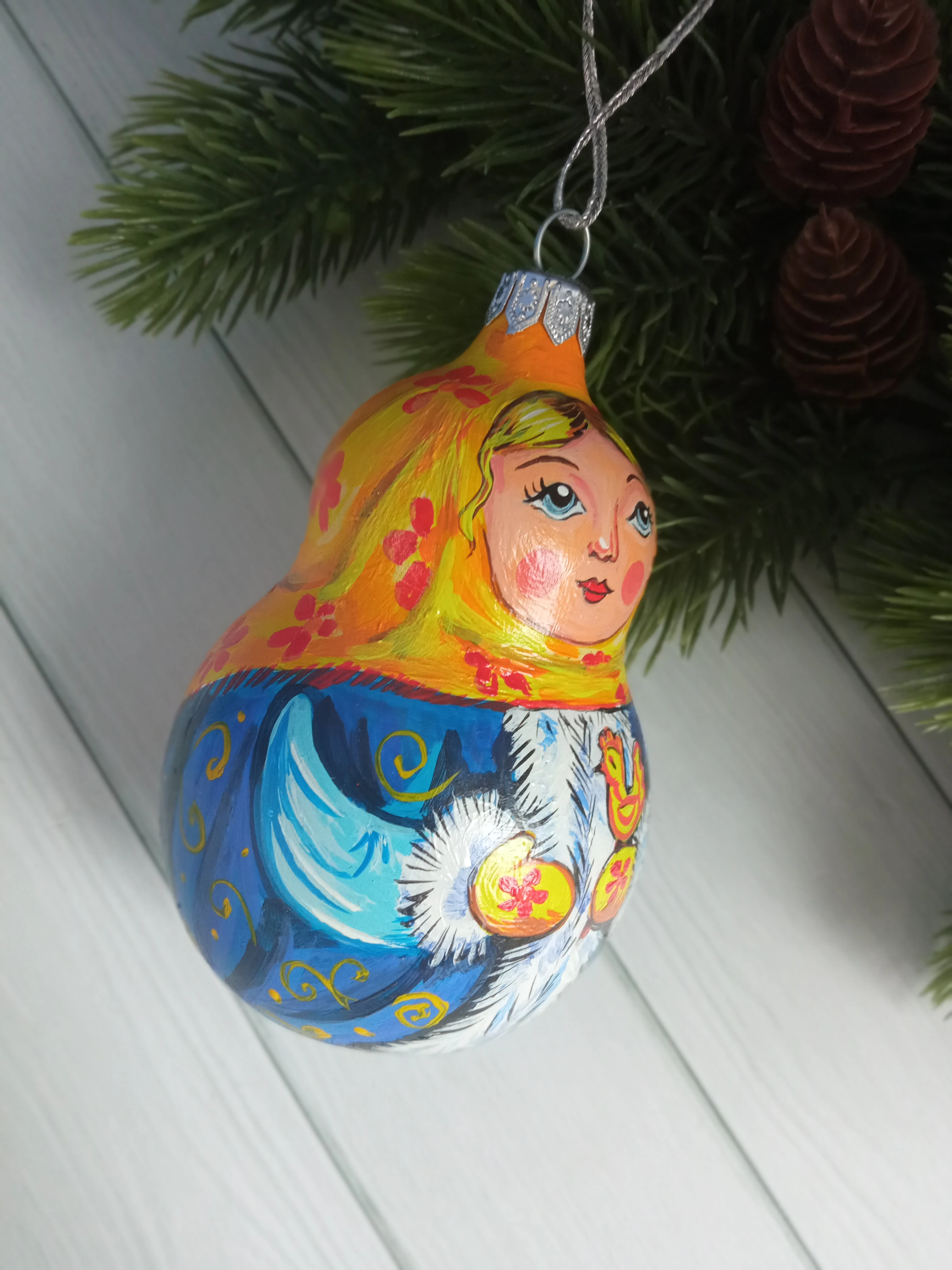 Ёлочная игрушка Матрешка Art-Works Стекло Ручная роспись