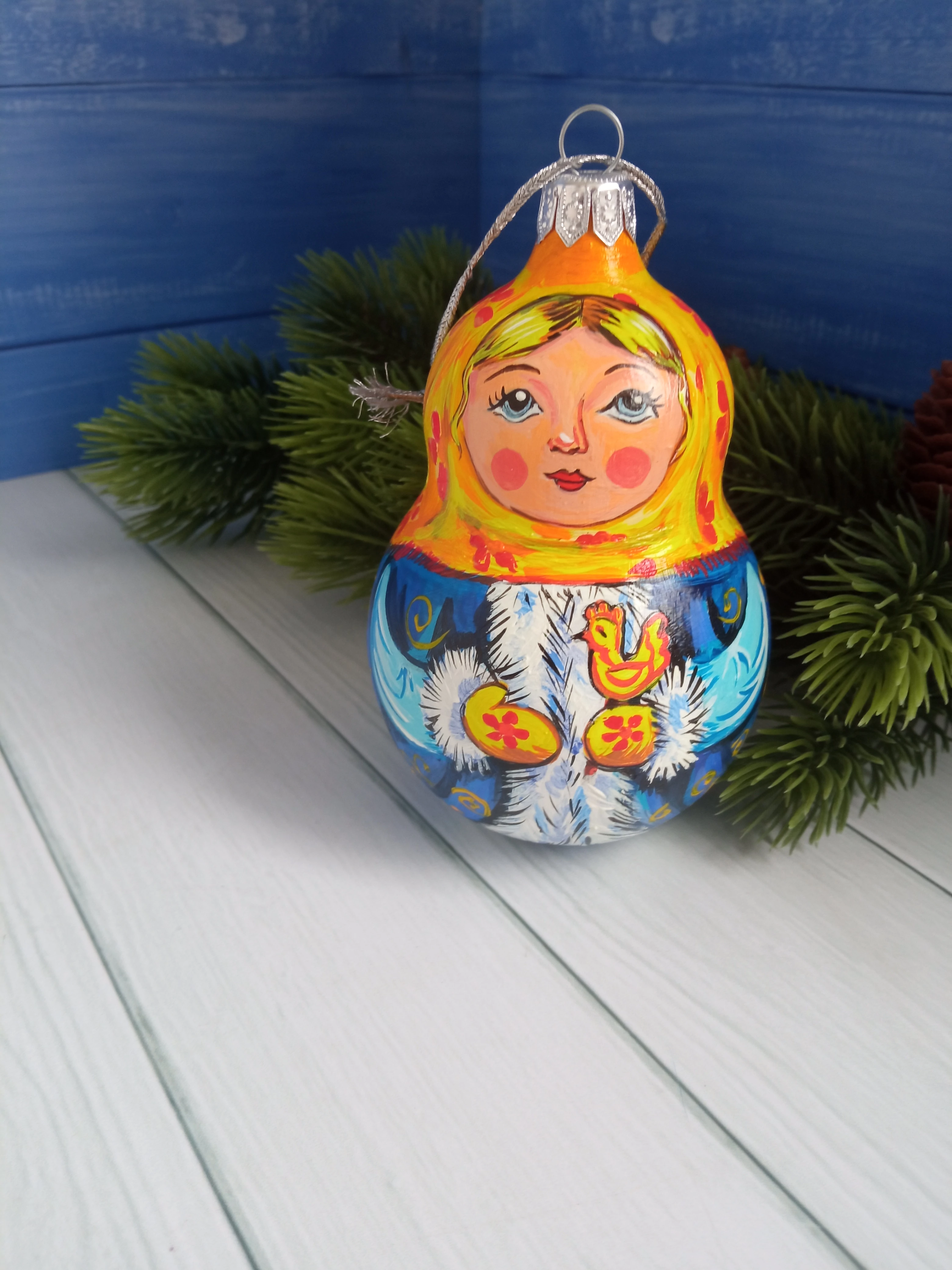 Ёлочная игрушка Матрешка Art-Works Стекло Ручная роспись