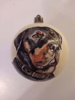 Ёлочный шар с портретом питомца Art-Works Стекло Ручная роспись На заказ