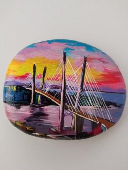 Картина на камне Золотой мост Art-Works Ручная роспись