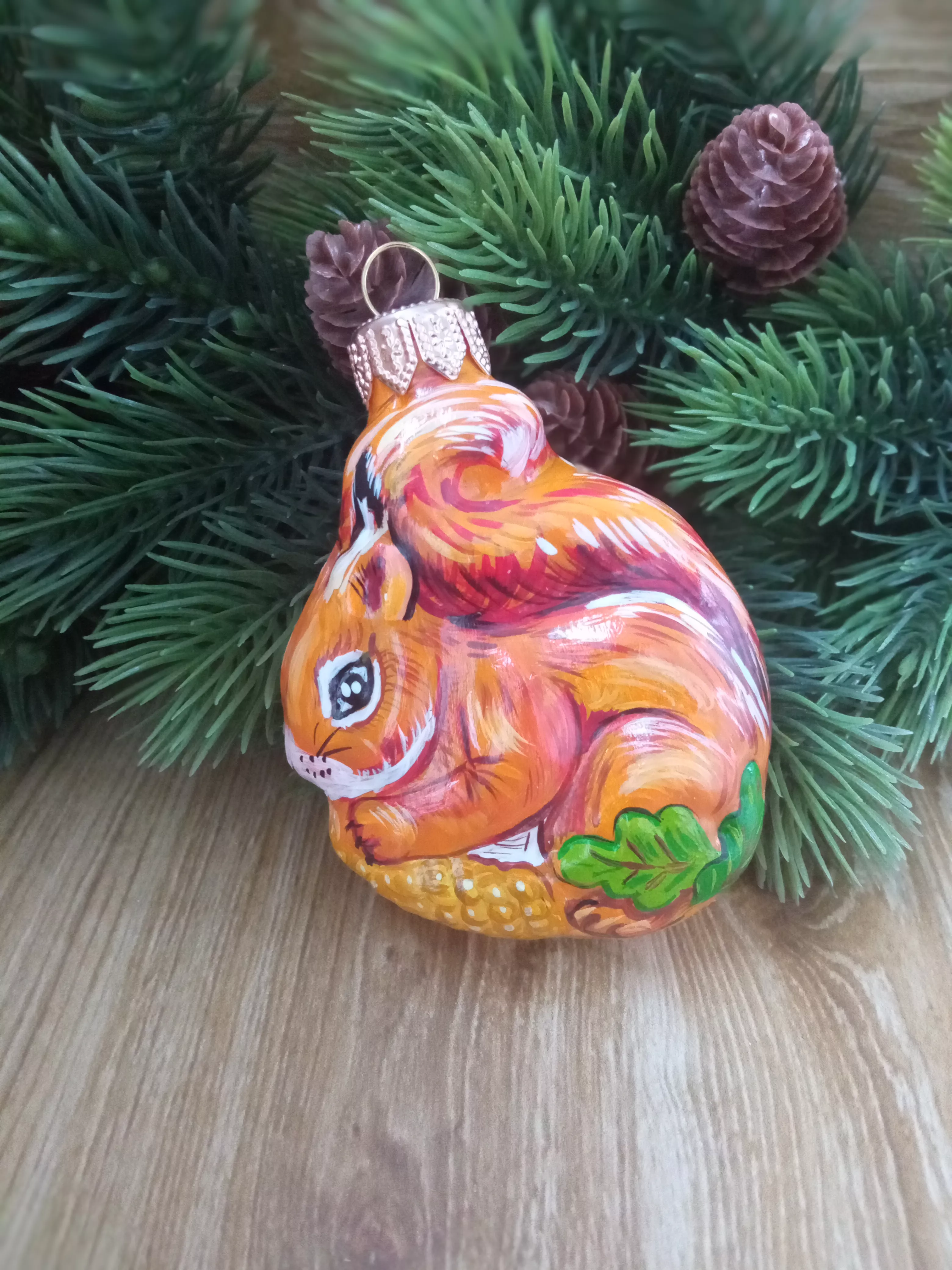 Ёлочная игрушка Белочка Art-Works Стекло Ручная роспись CN-120