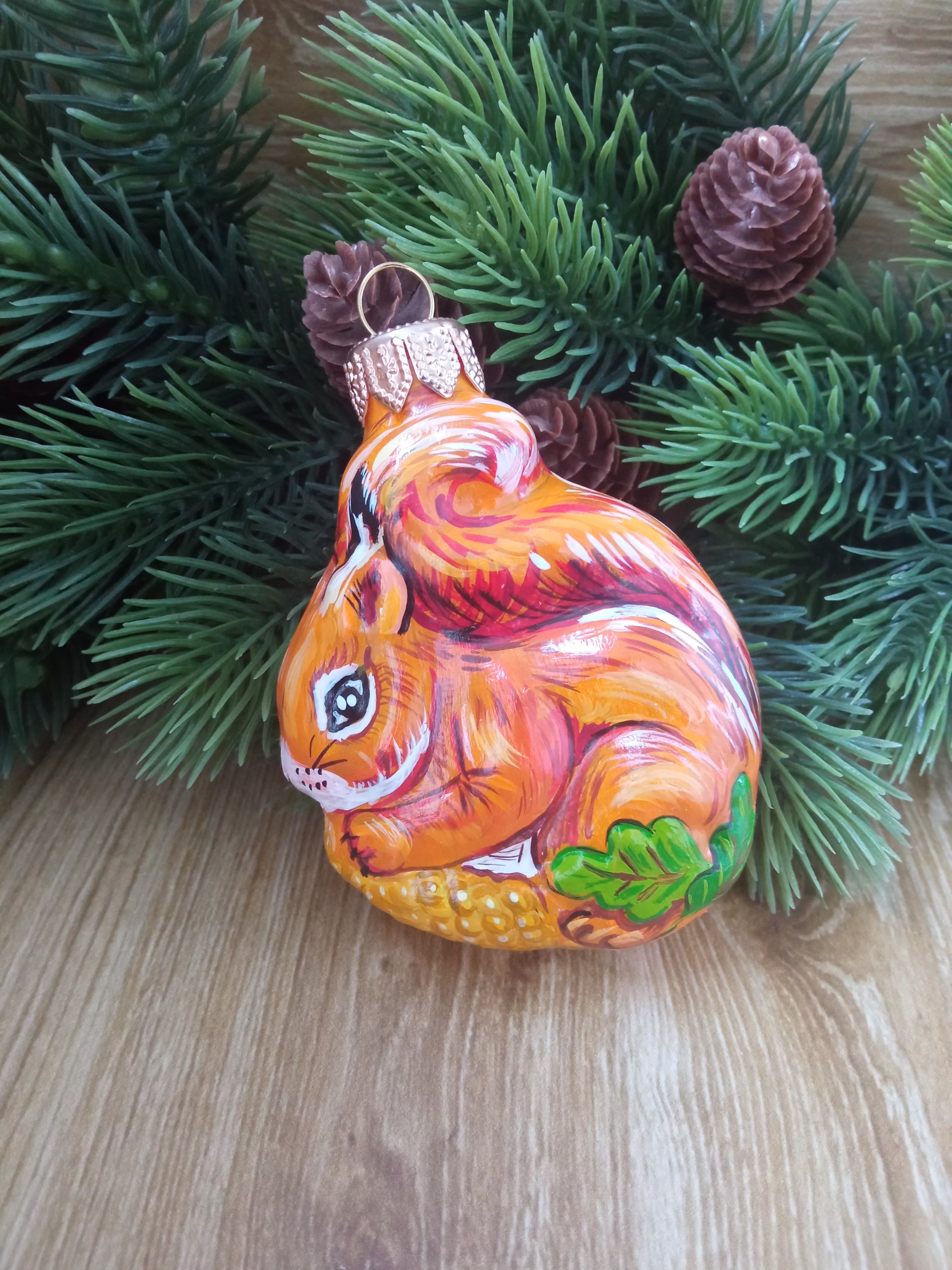 Ёлочная игрушка Белочка Art-Works Стекло Ручная роспись CN-120