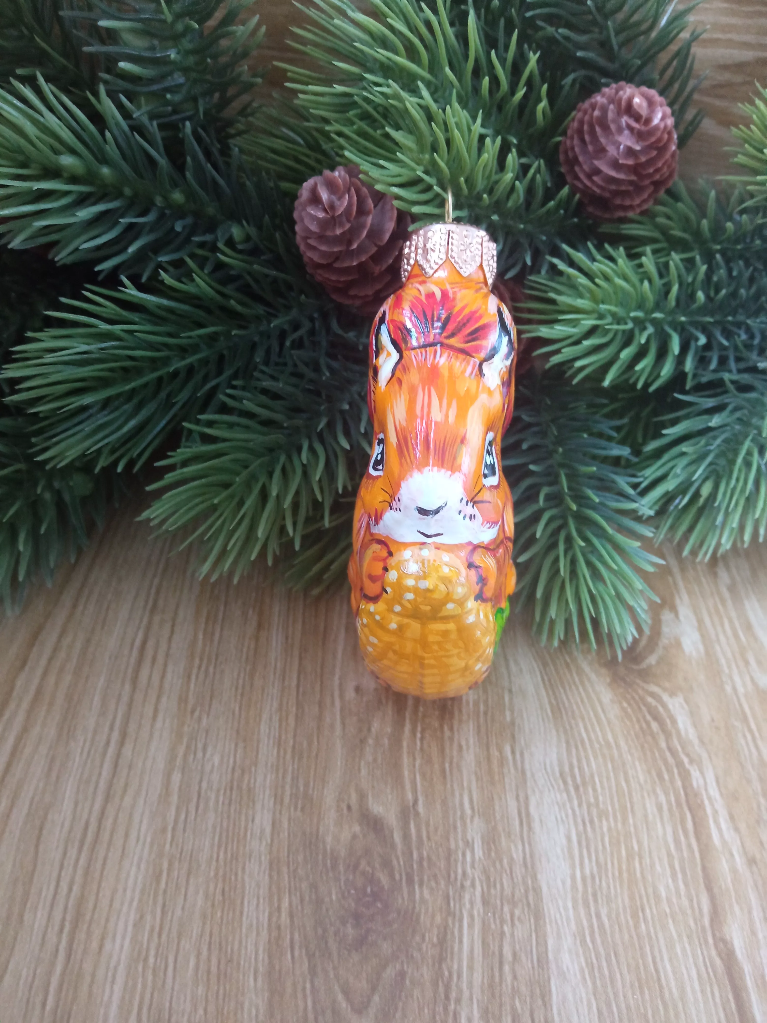 Ёлочная игрушка Белочка Art-Works Стекло Ручная роспись CN-120