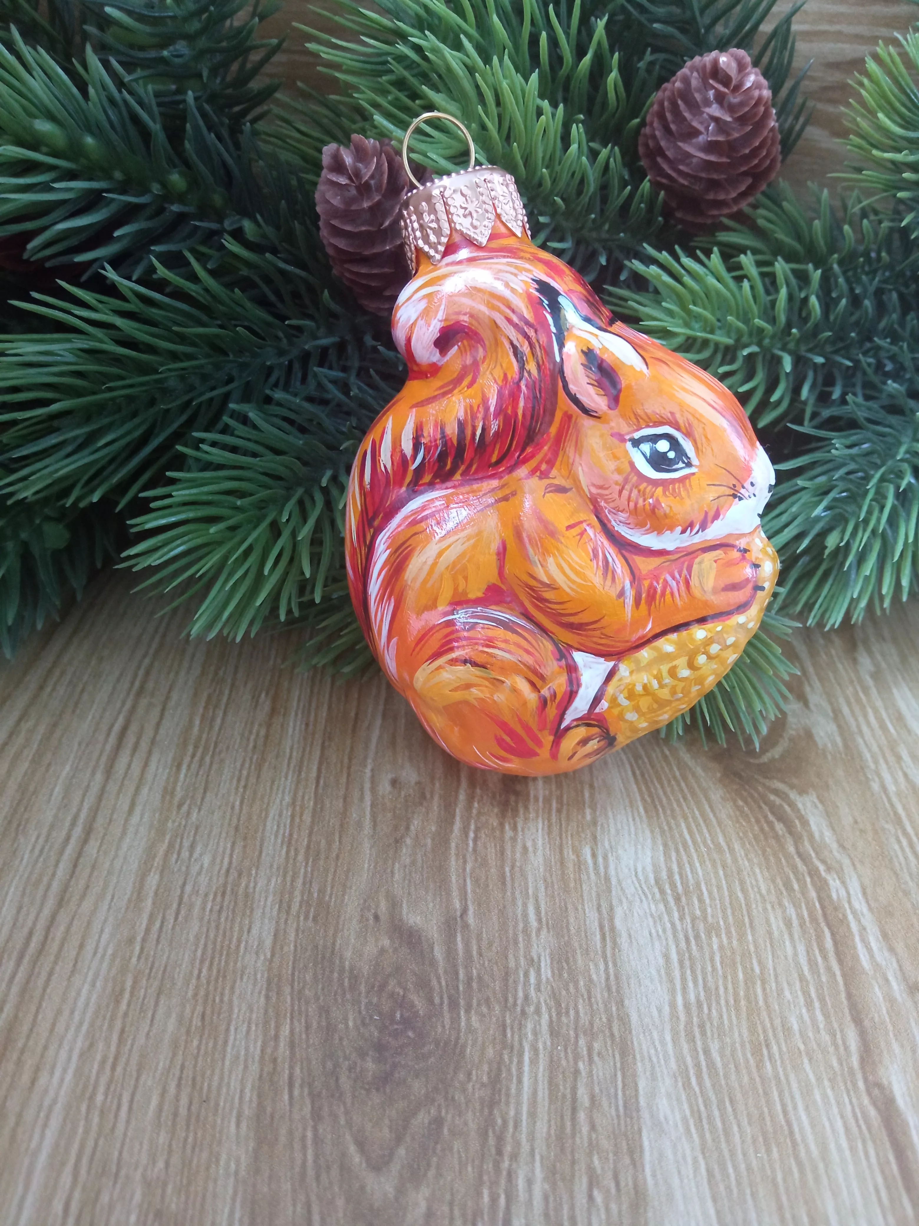 Ёлочная игрушка Белочка Art-Works Стекло Ручная роспись CN-120