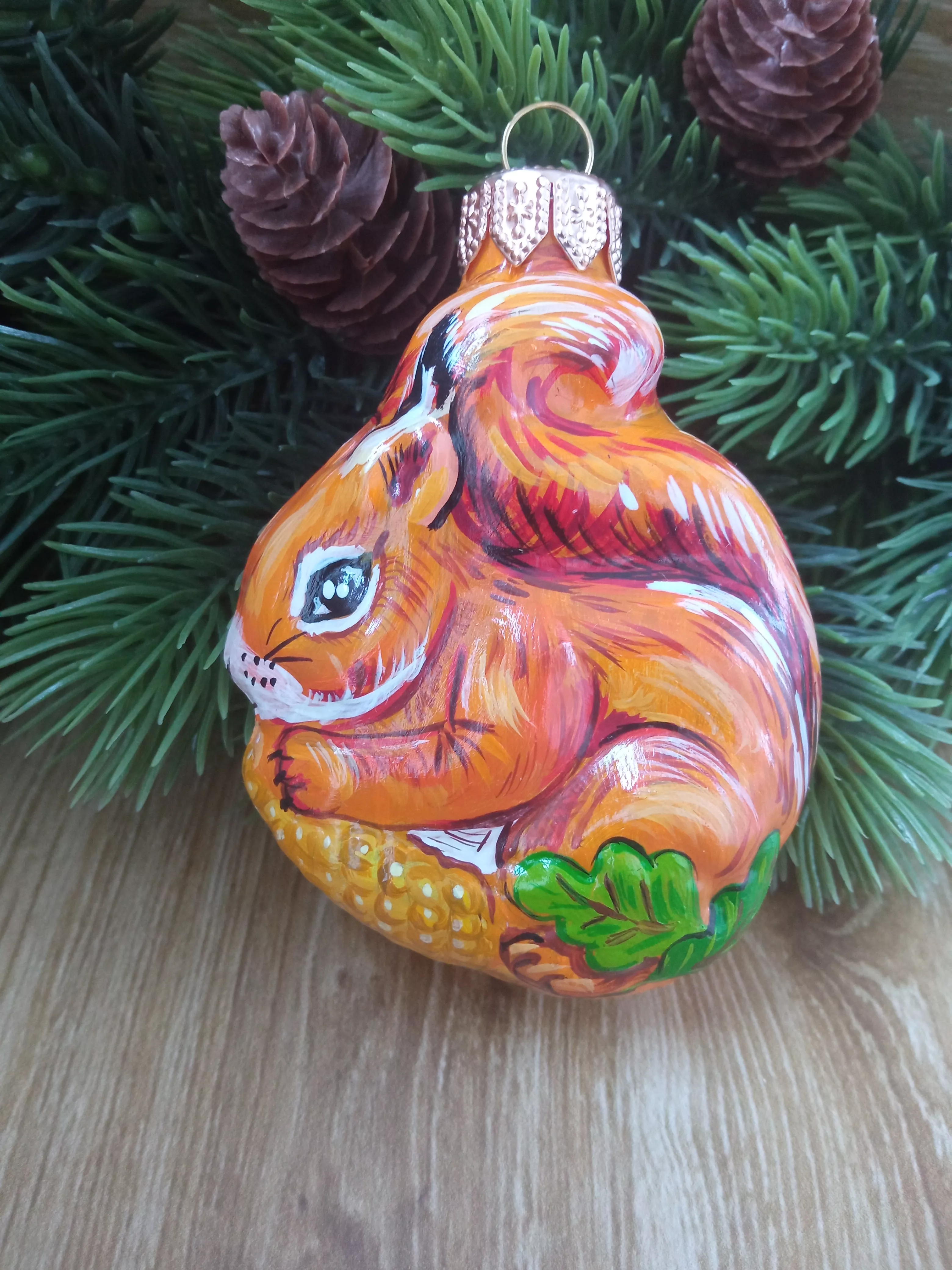 Ёлочная игрушка Белочка Art-Works Стекло Ручная роспись CN-120