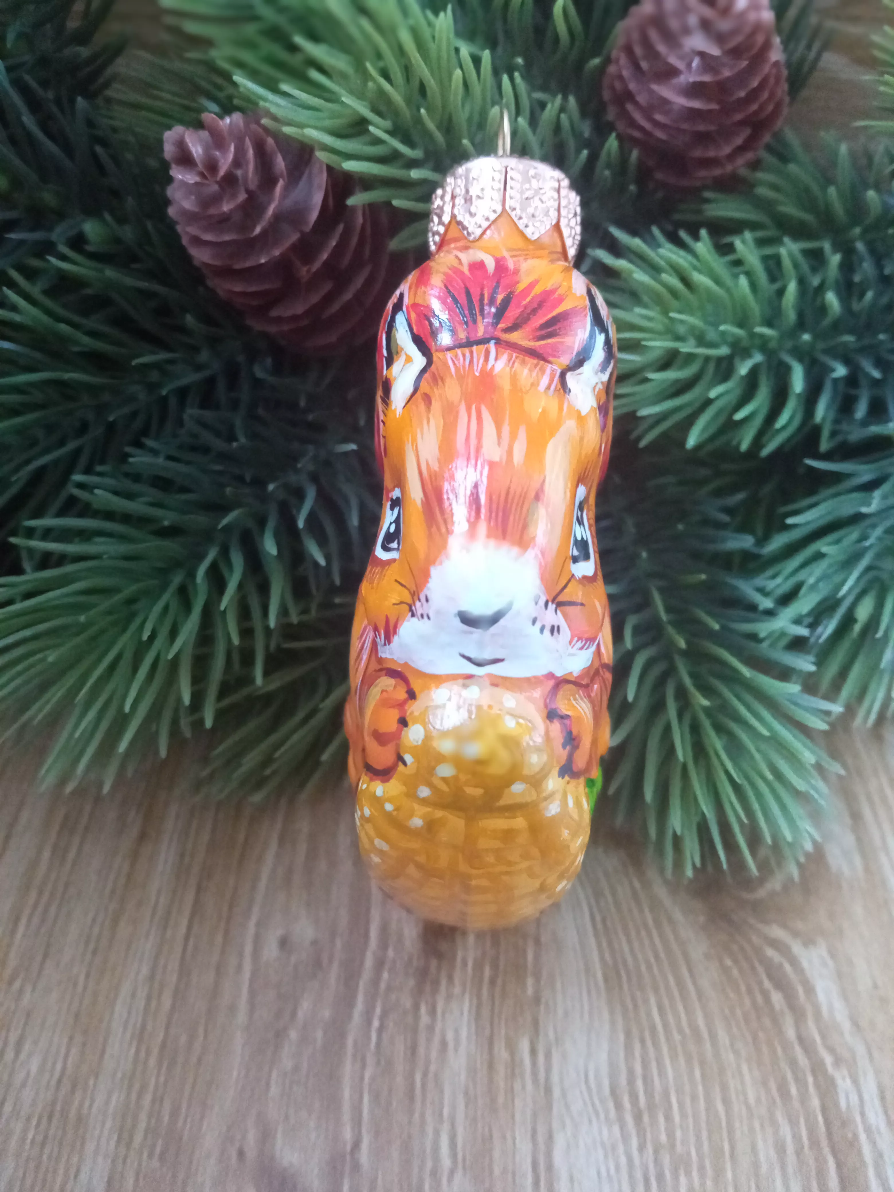 Ёлочная игрушка Белочка Art-Works Стекло Ручная роспись CN-120