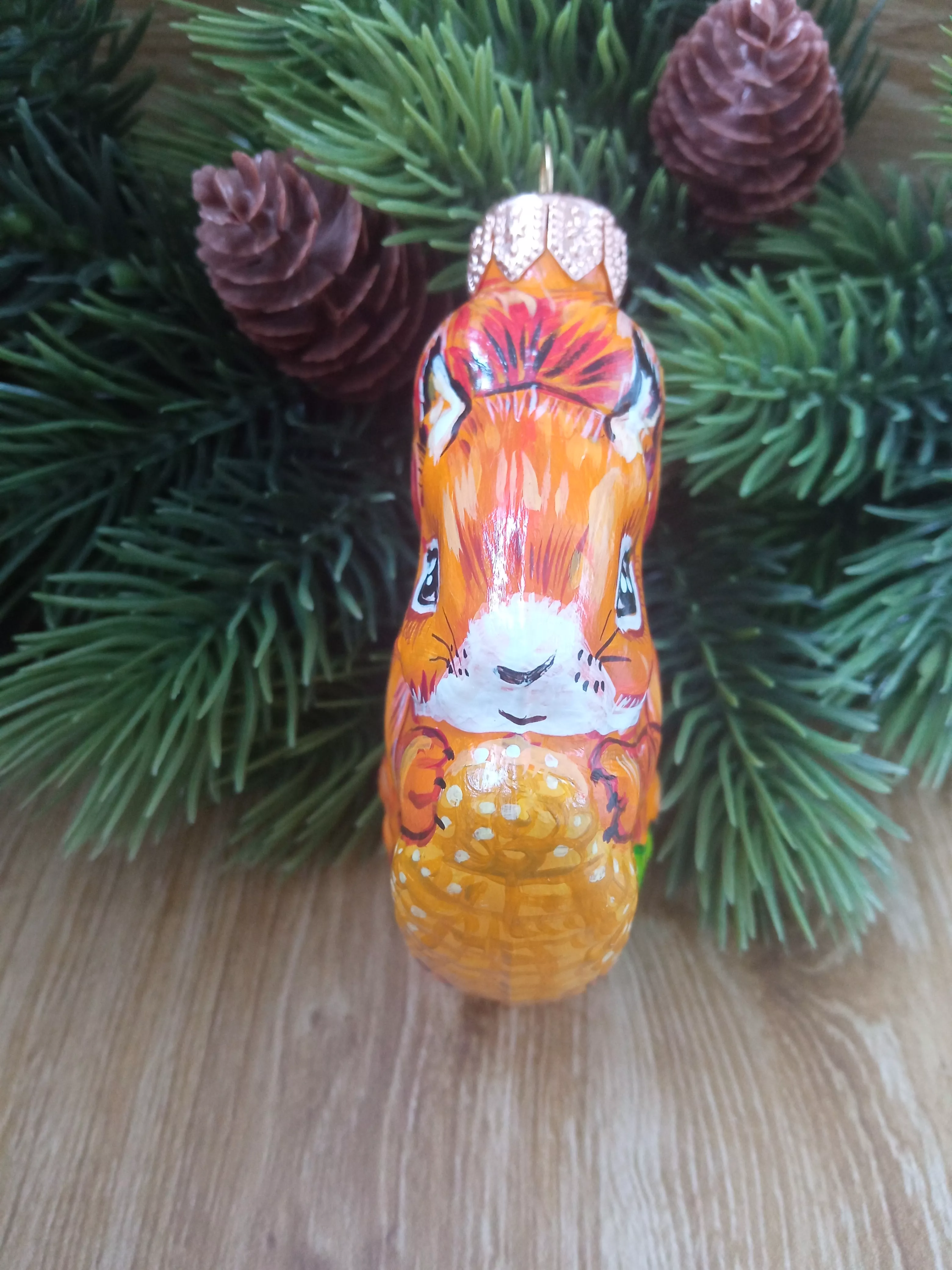 Ёлочная игрушка Белочка Art-Works Стекло Ручная роспись CN-120