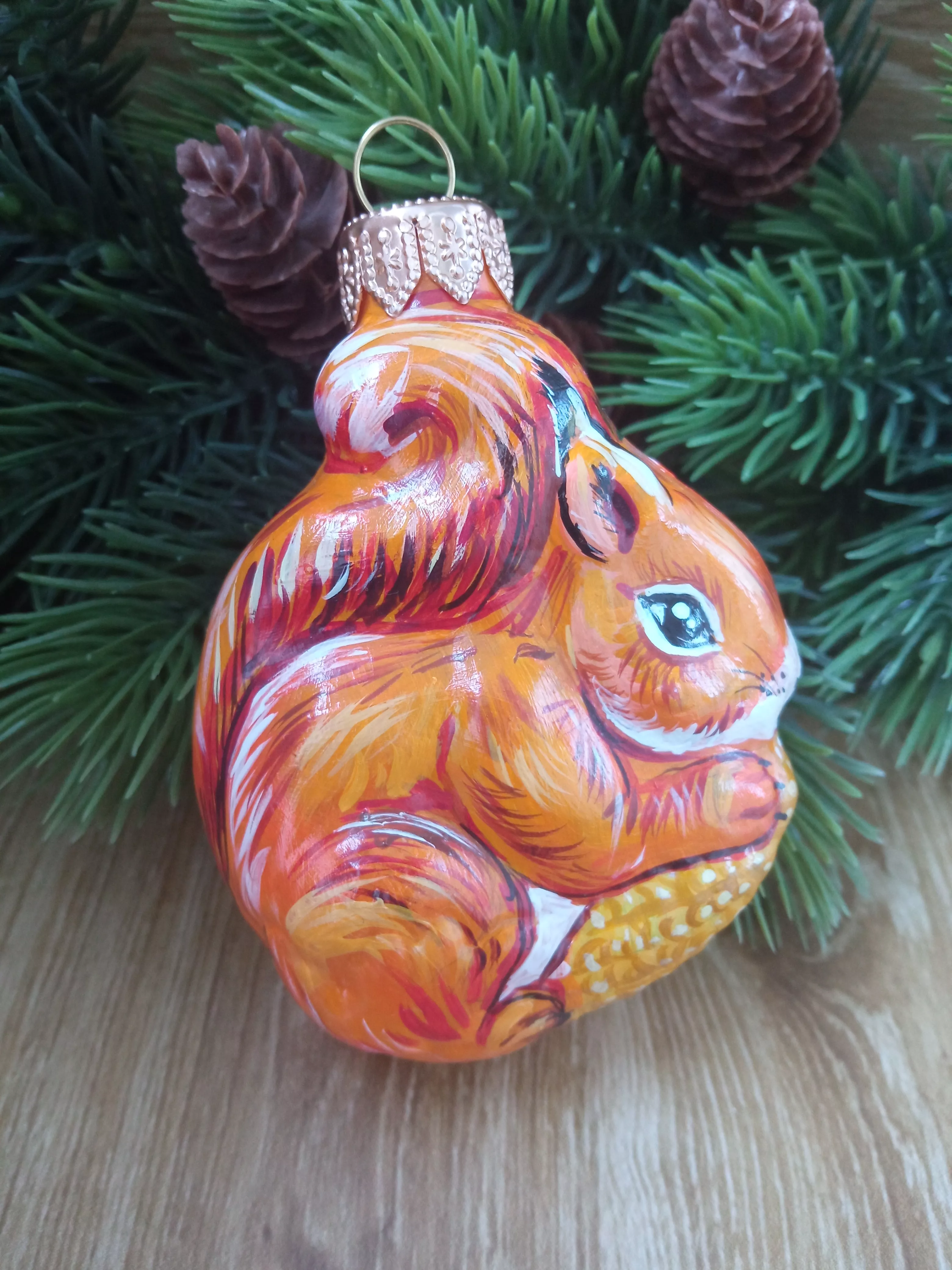 Ёлочная игрушка Белочка Art-Works Стекло Ручная роспись CN-120