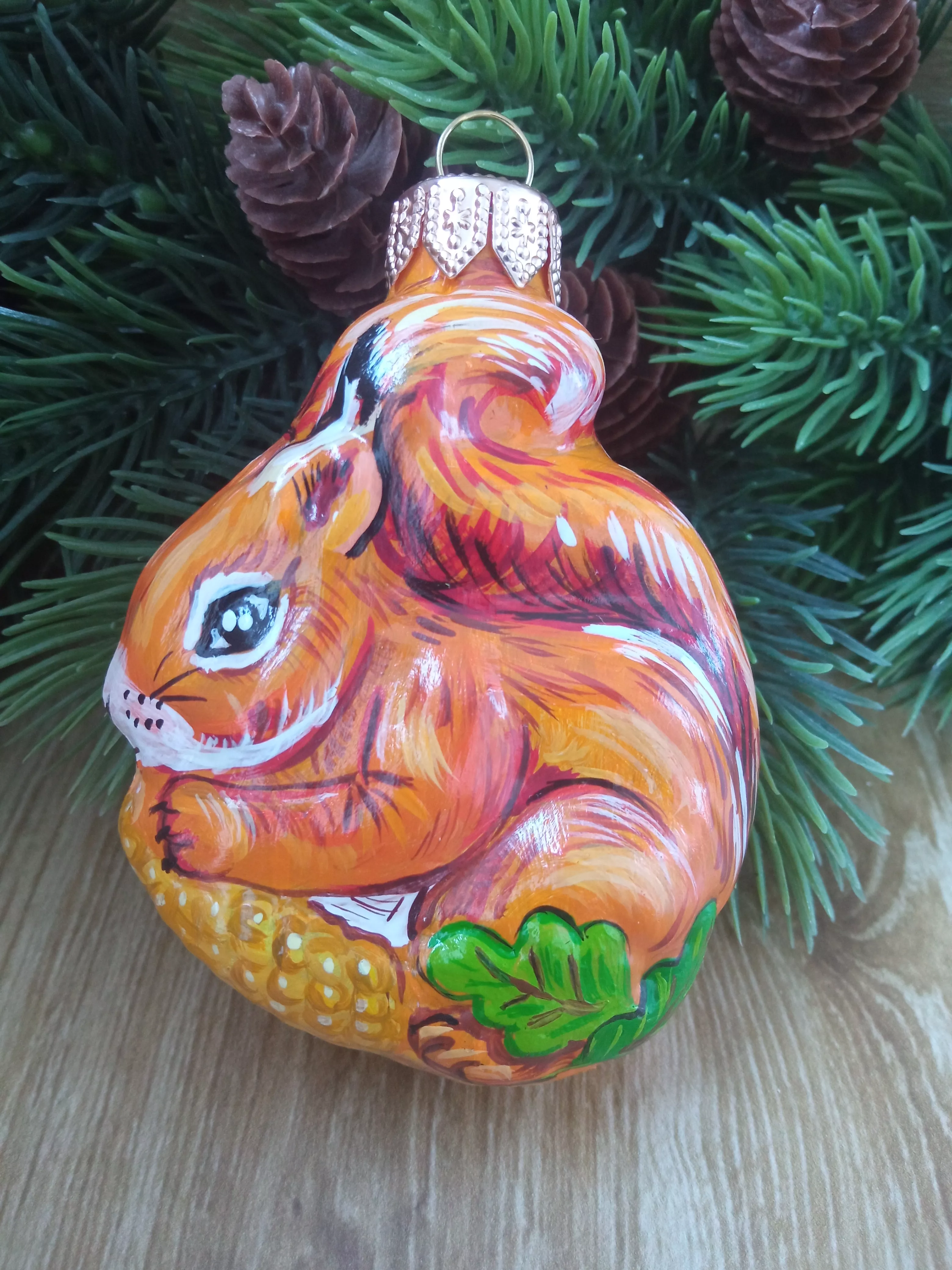 Ёлочная игрушка Белочка Art-Works Стекло Ручная роспись CN-120