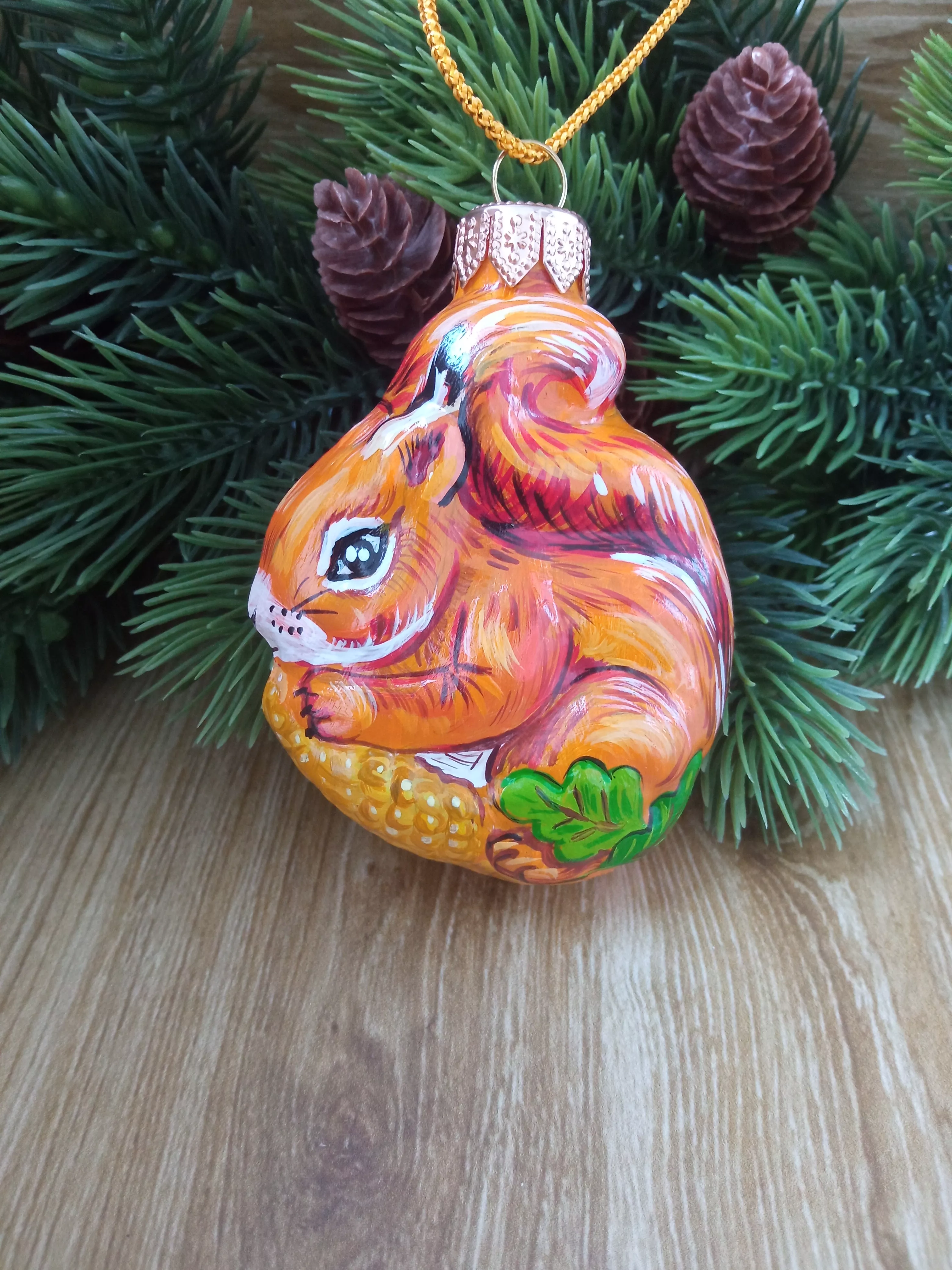 Ёлочная игрушка Белочка Art-Works Стекло Ручная роспись CN-120