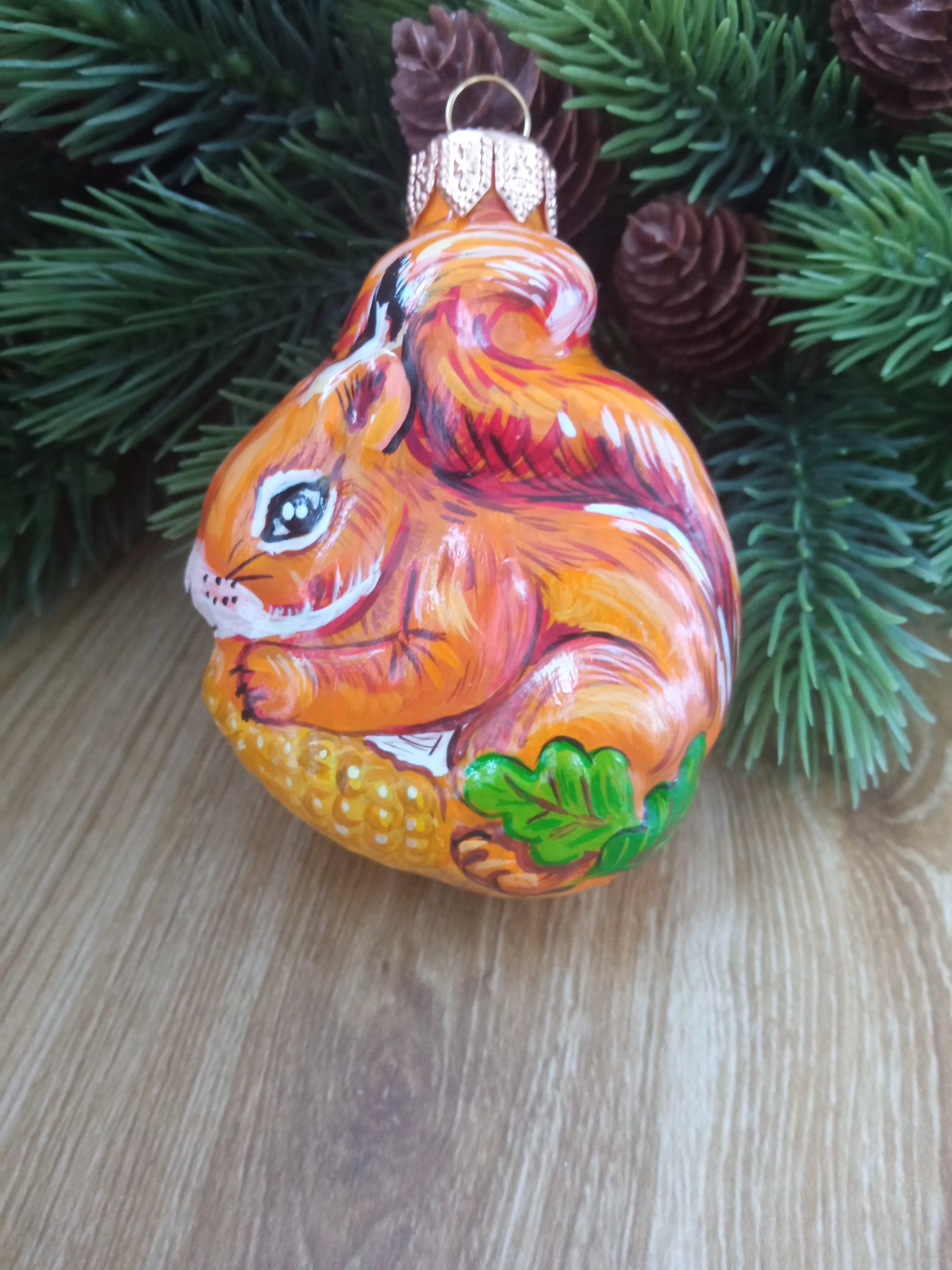 Ёлочная игрушка Белочка Art-Works Стекло Ручная роспись CN-120