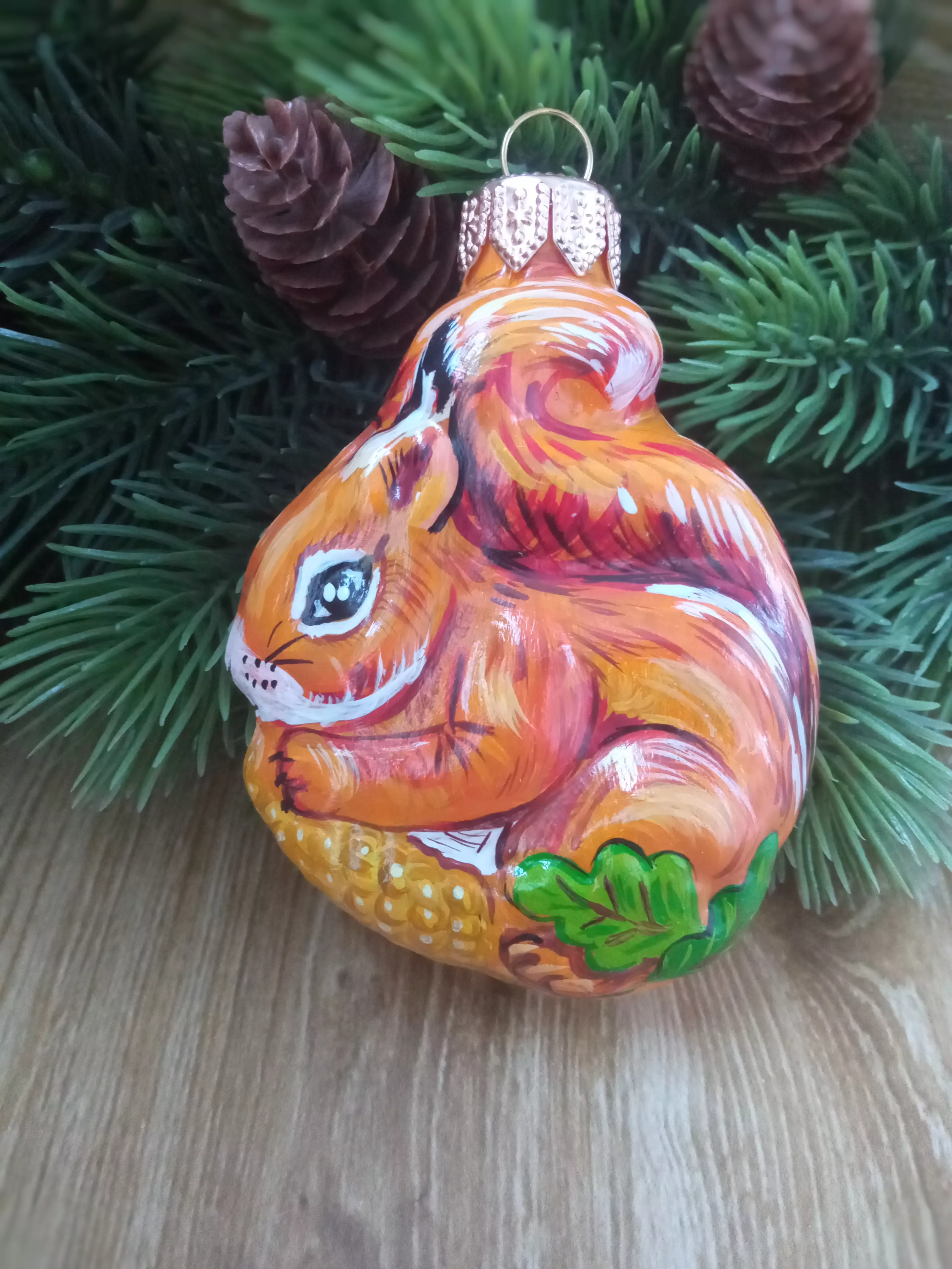 Ёлочная игрушка Белочка Art-Works Стекло Ручная роспись CN-120