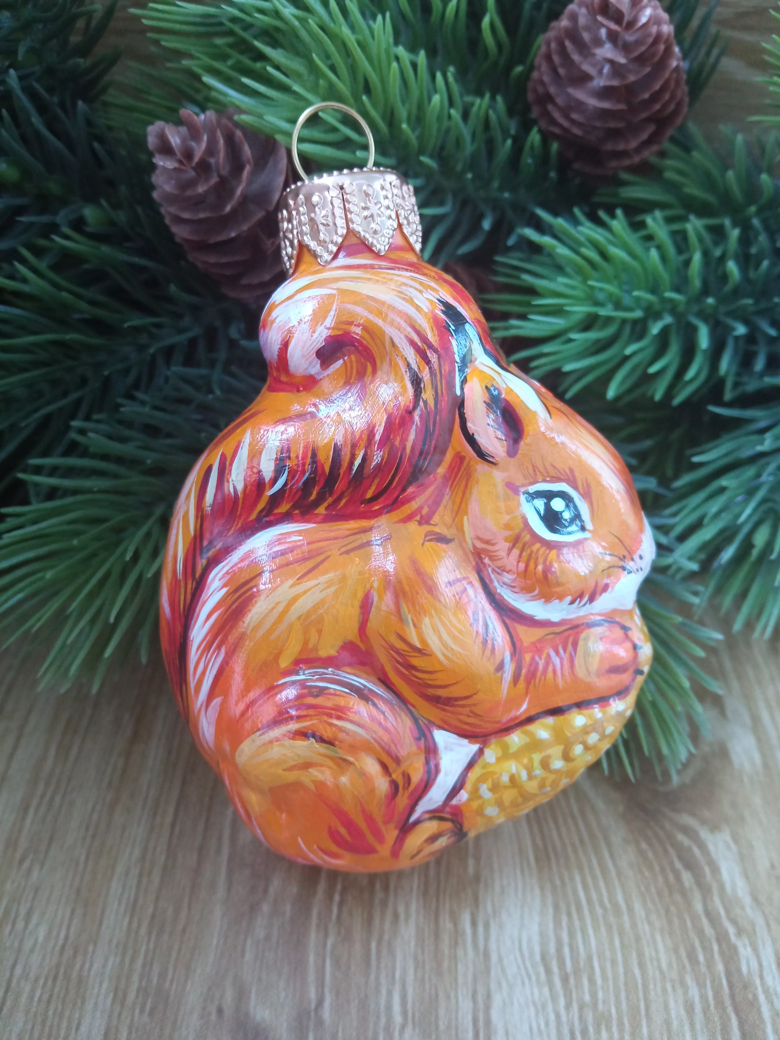 Ёлочная игрушка Белочка Art-Works Стекло Ручная роспись CN-120