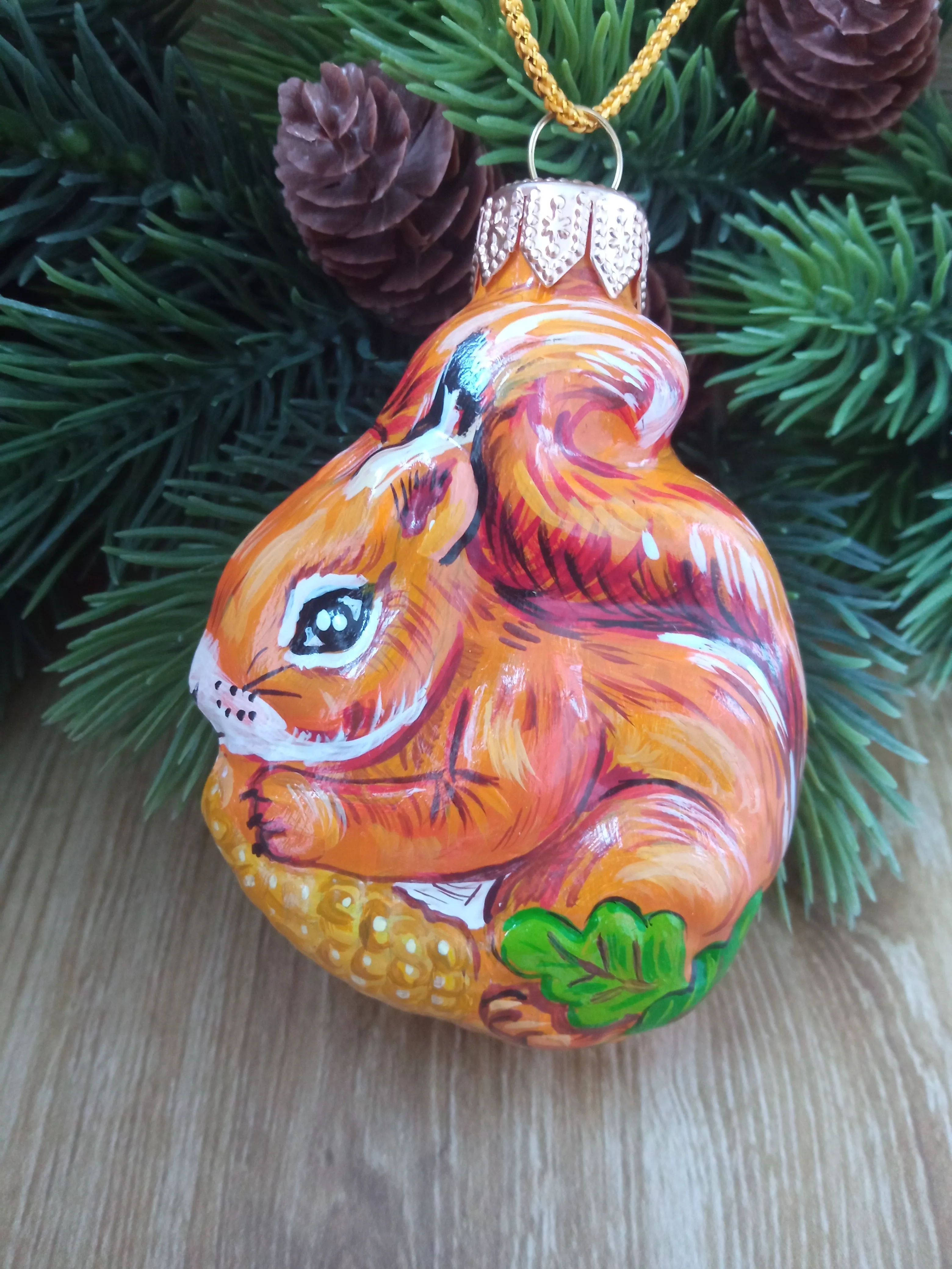 Ёлочная игрушка Белочка Art-Works Стекло Ручная роспись CN-120