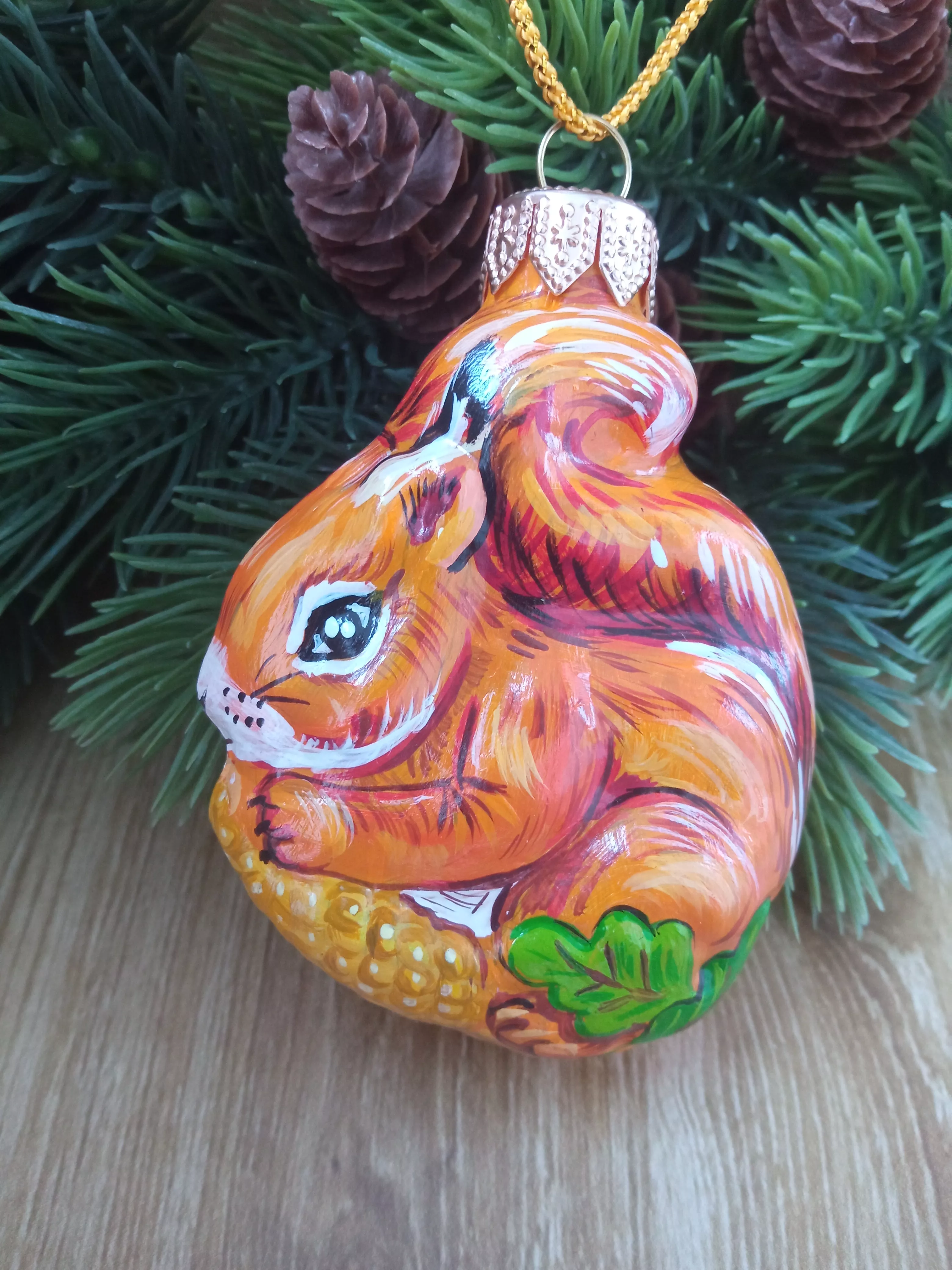 Ёлочная игрушка Белочка Art-Works Стекло Ручная роспись CN-120