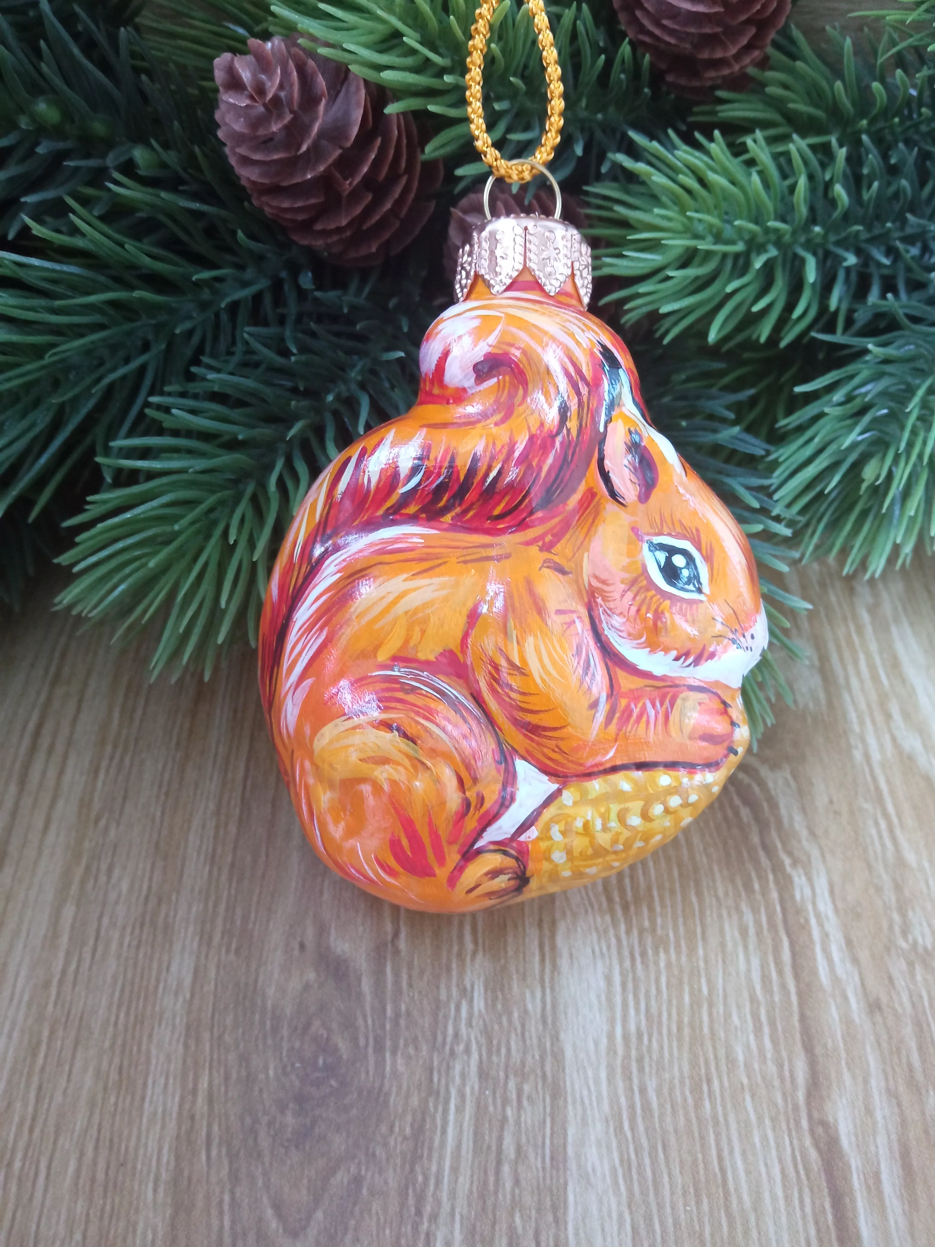 Ёлочная игрушка Белочка Art-Works Стекло Ручная роспись CN-120