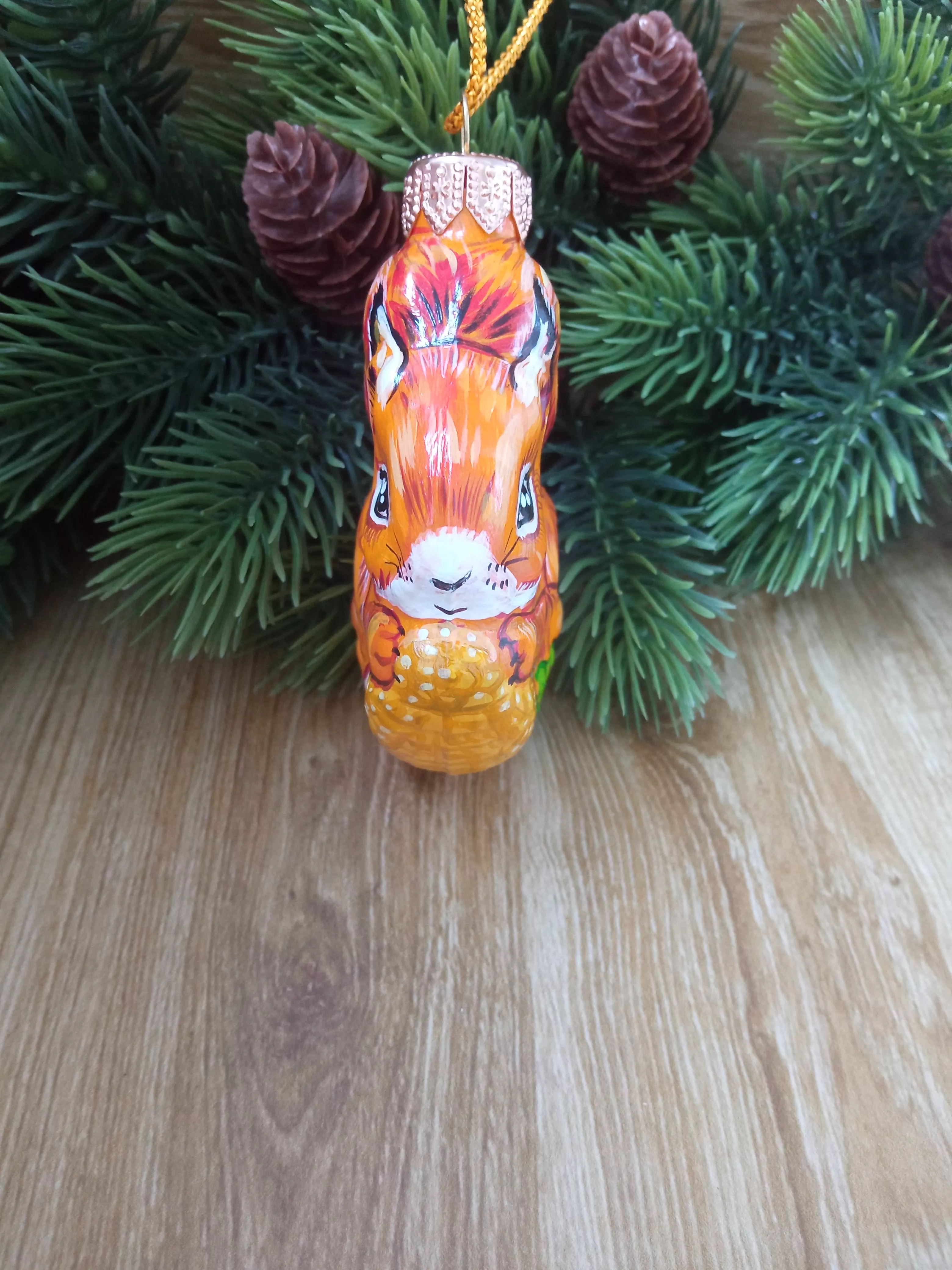 Ёлочная игрушка Белочка Art-Works Стекло Ручная роспись CN-120