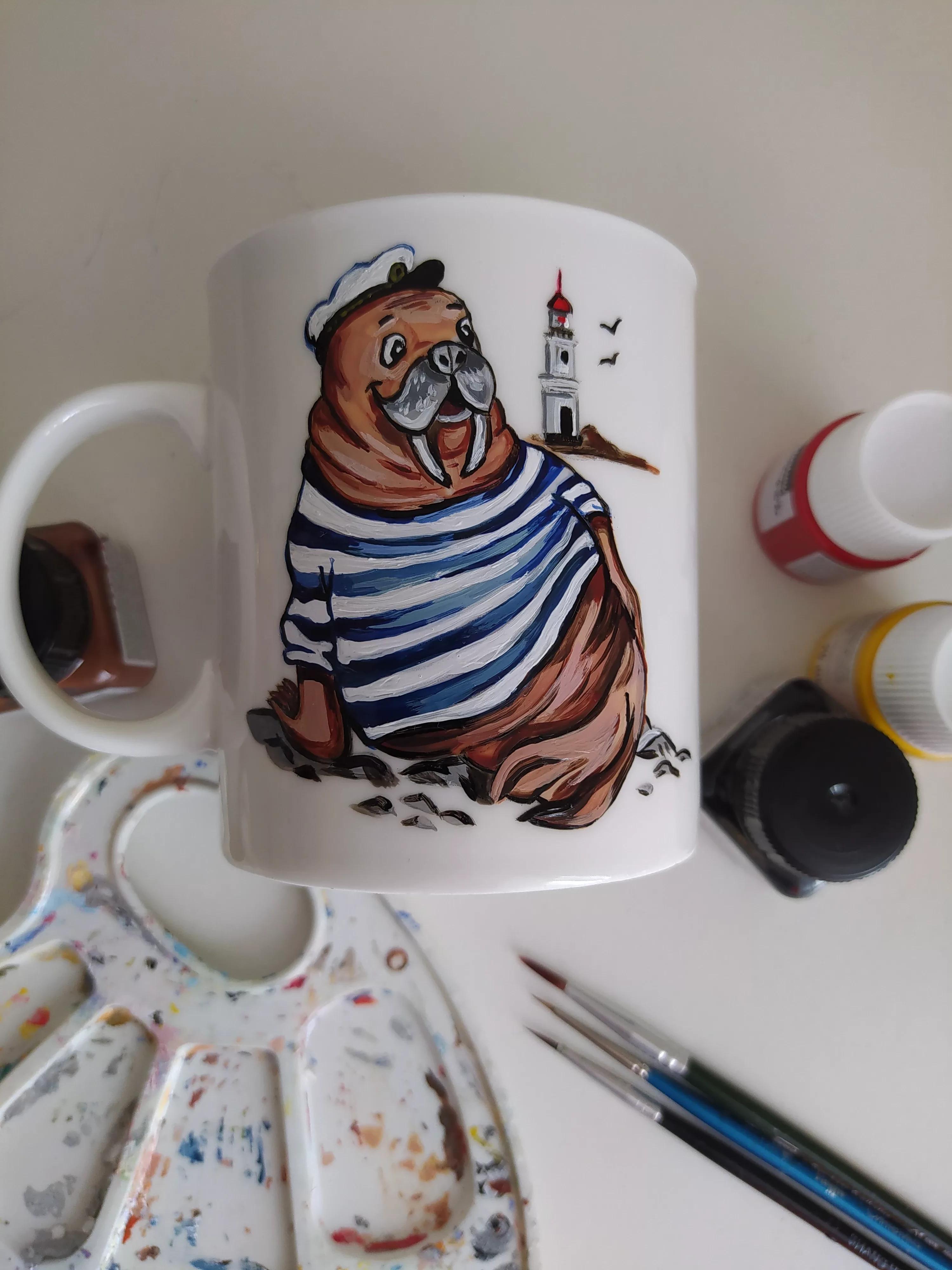 Кружка с ручной росписью Морж Art-Works Фарфор CN-123