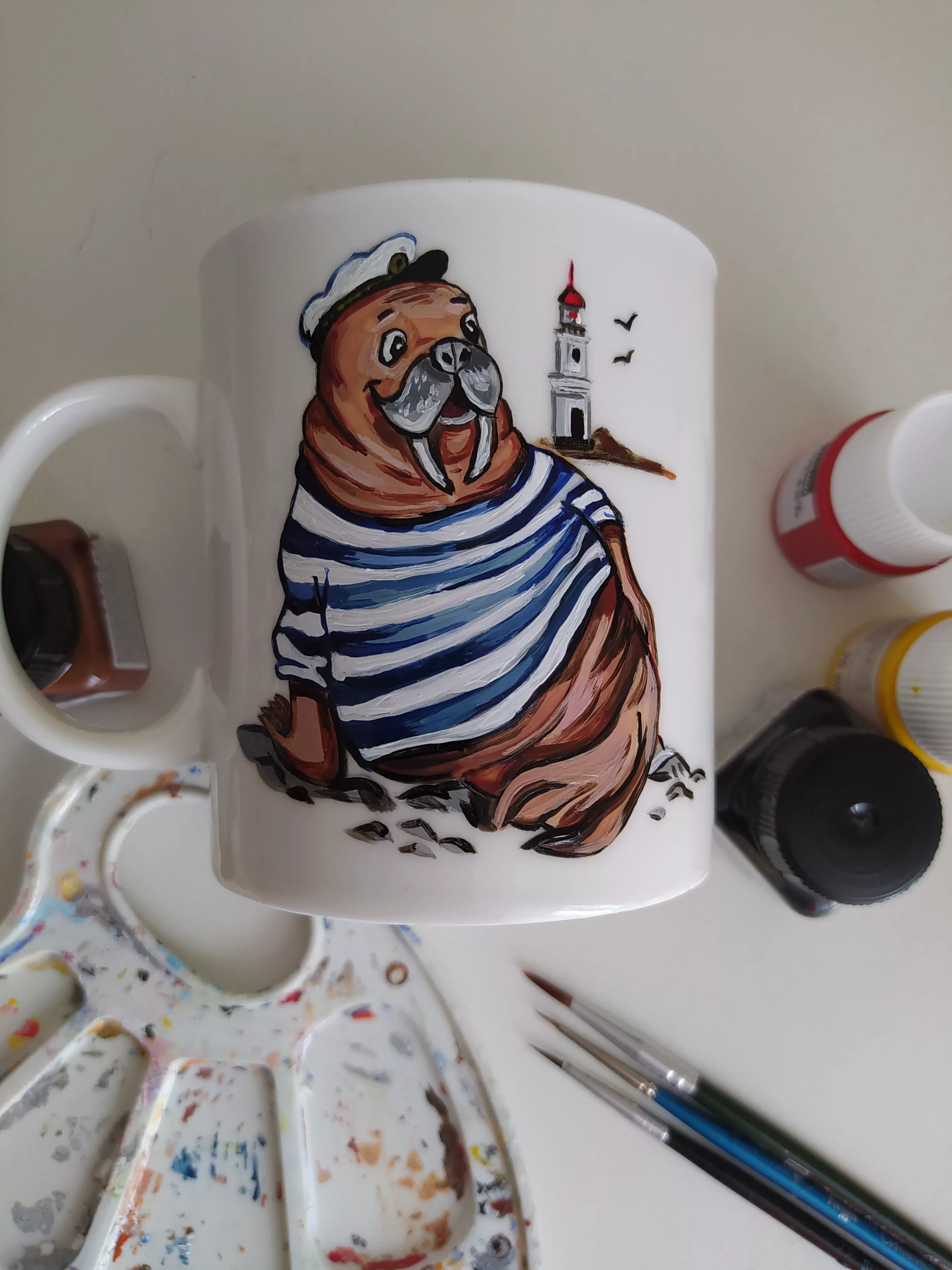 Кружка с ручной росписью Морж Art-Works Фарфор CN-123