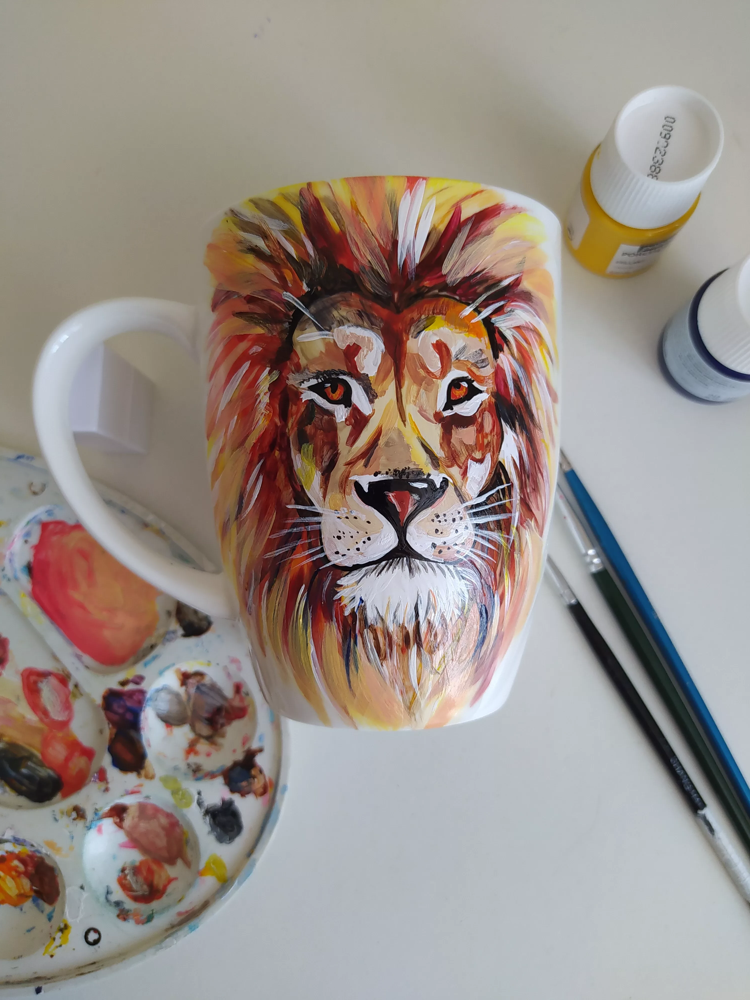 Кружка с ручной росписью Лев Art-Works Фарфор CN-125