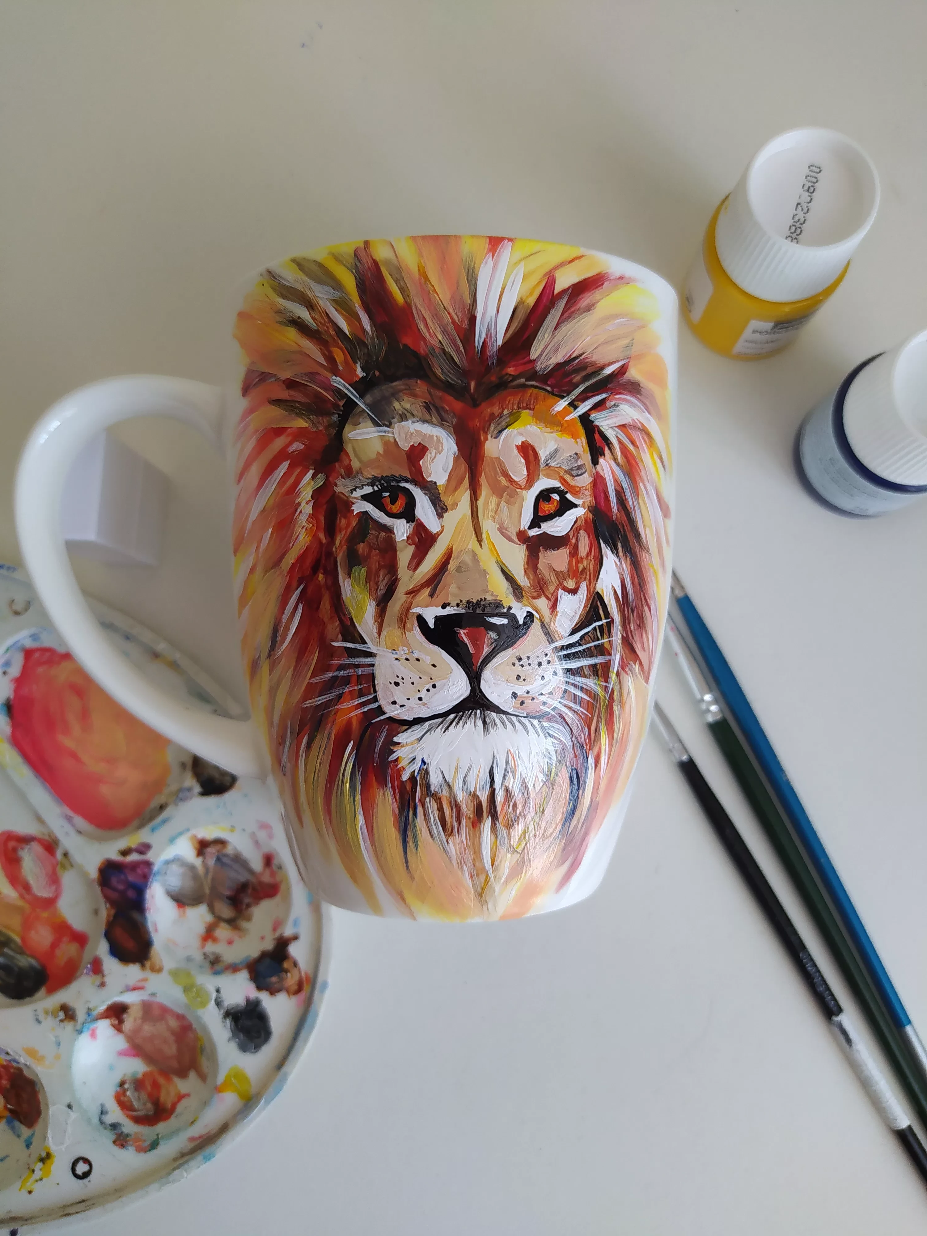 Кружка с ручной росписью Лев Art-Works Фарфор CN-125
