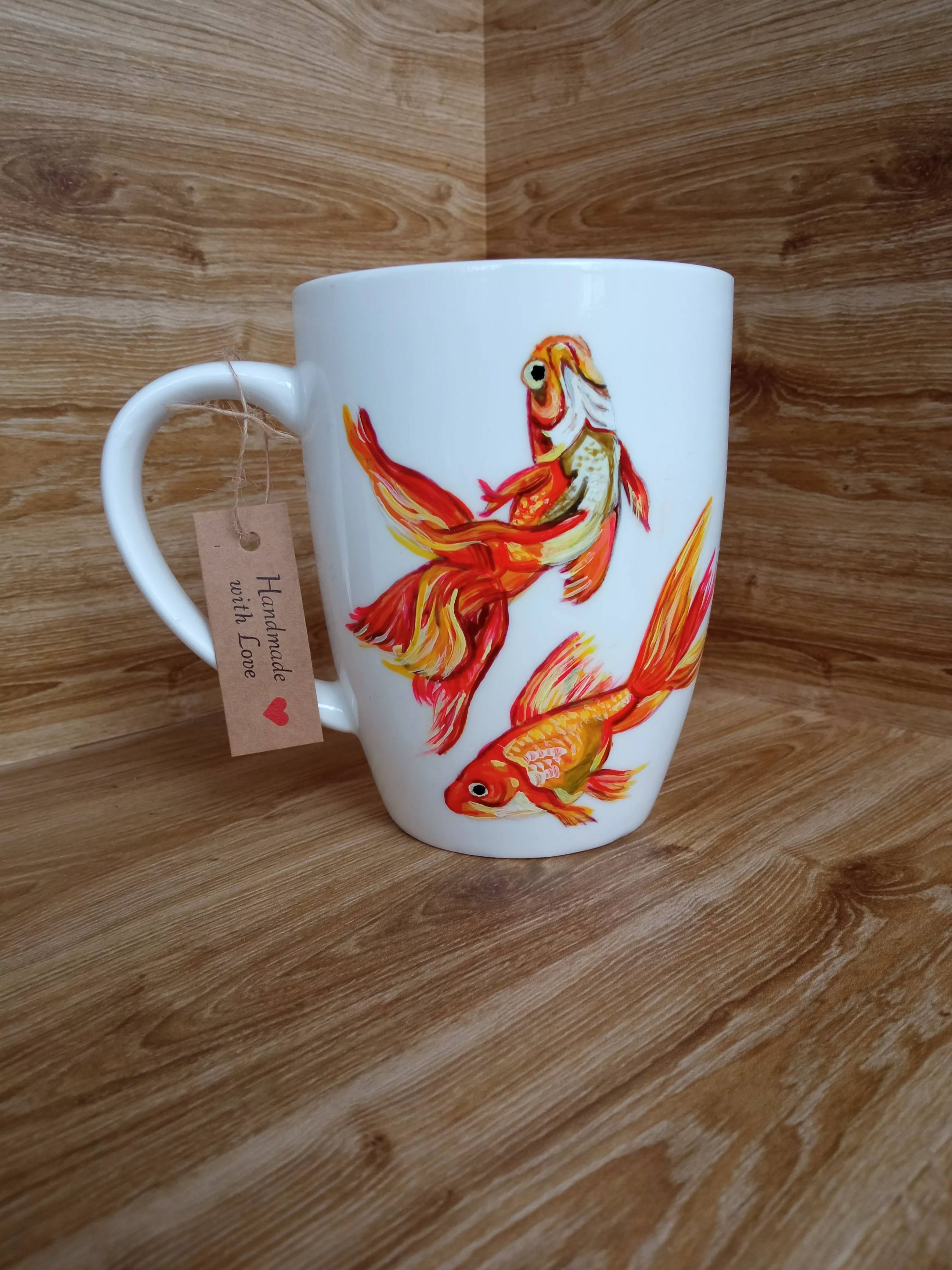 Кружка с ручной росписью Золотая рыбка Art-Works Фарфор CN-126