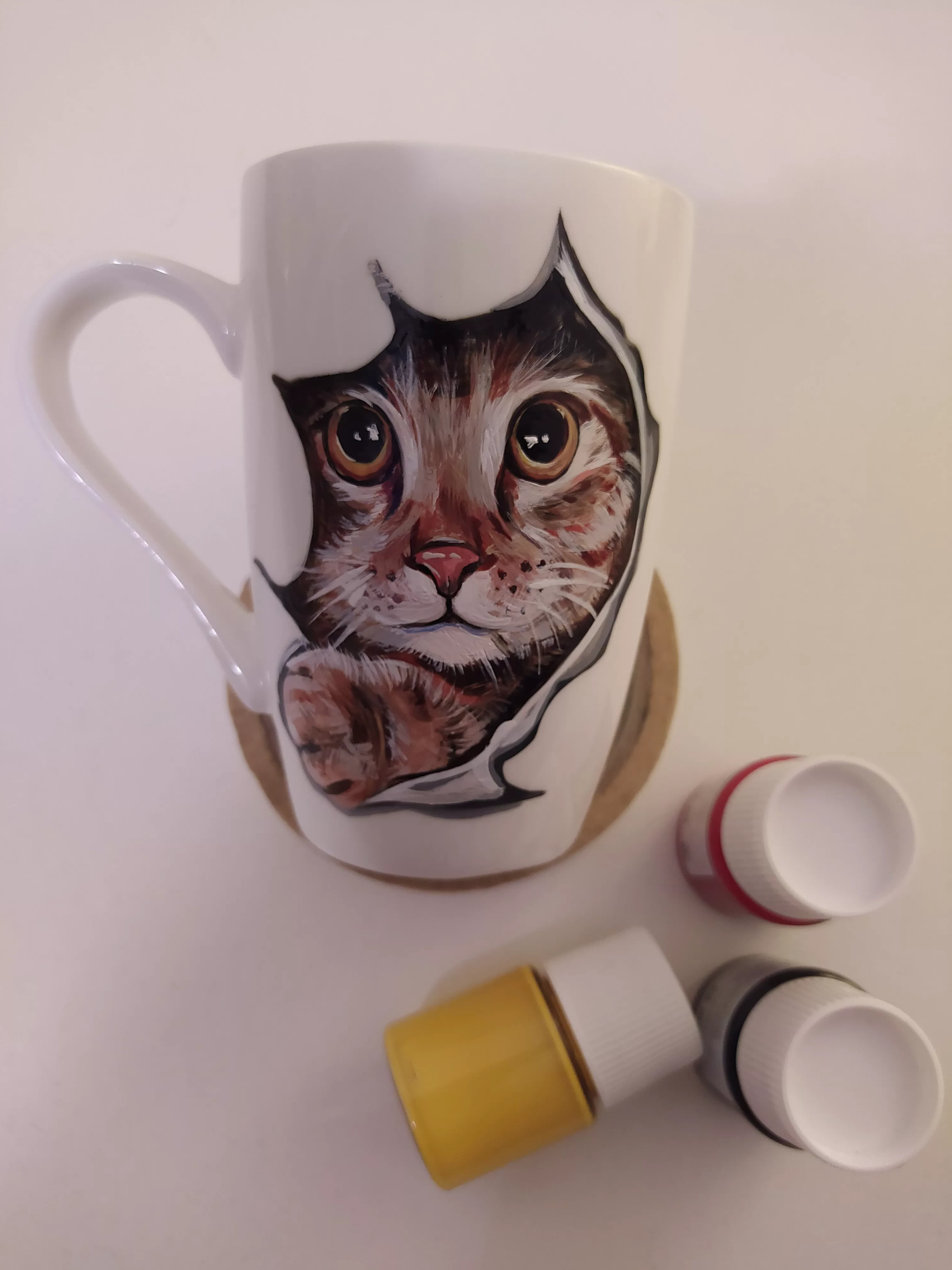 Кружка с ручной росписью Котик Art-Works Фарфор CN-128