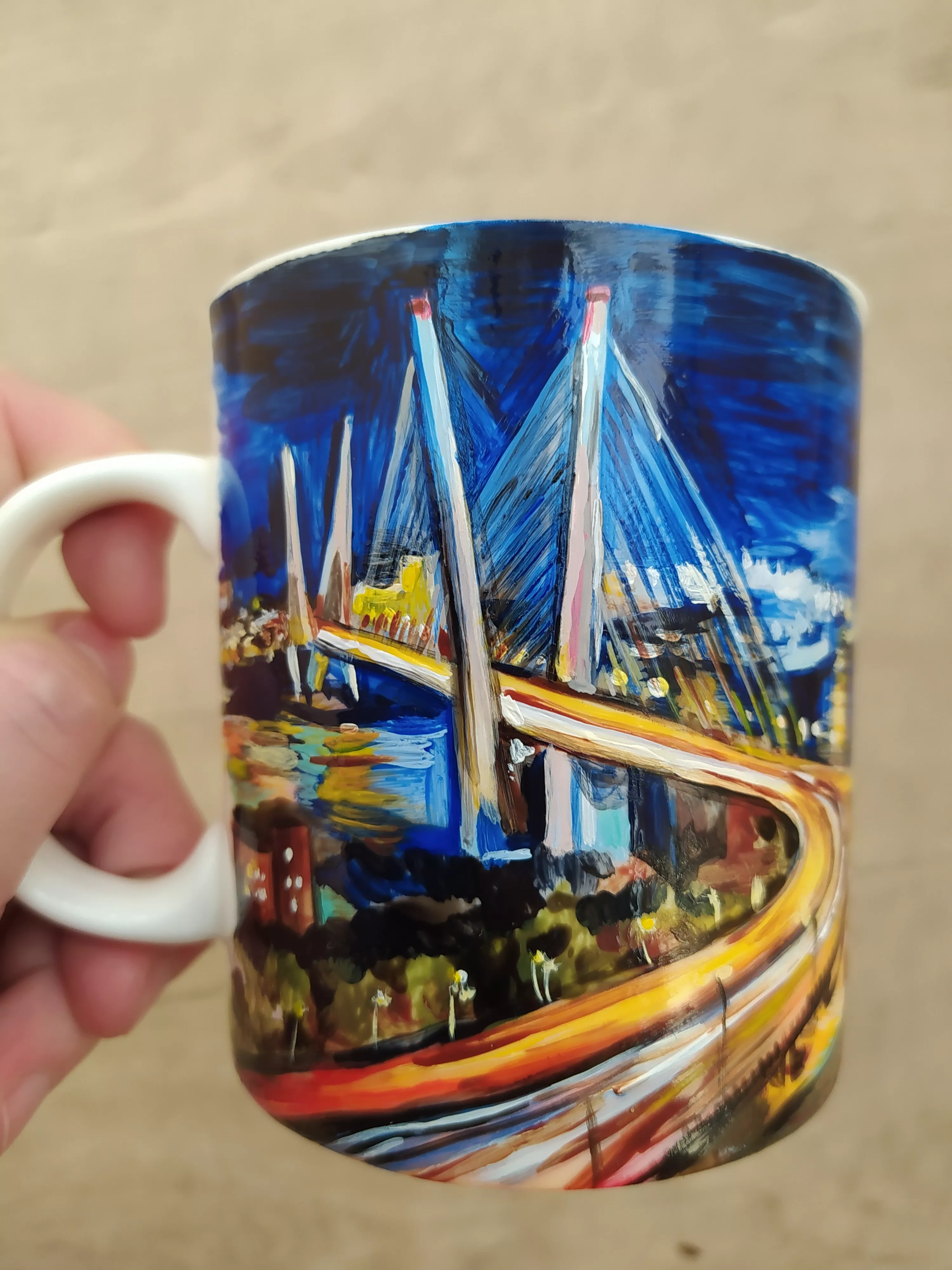 Кружка с ручной росписью Золотой мост Art-Works Фарфор CN-130