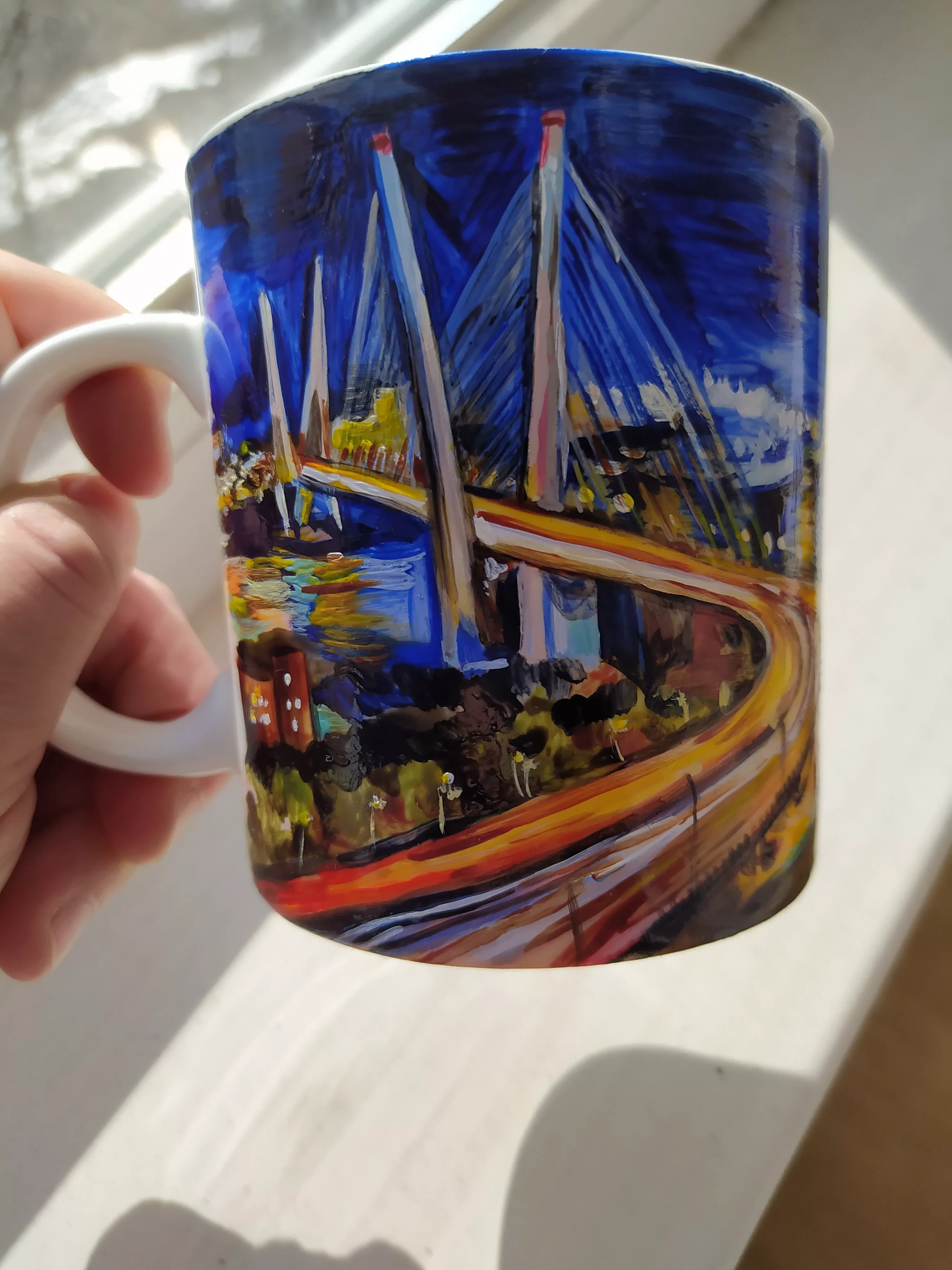 Кружка с ручной росписью Золотой мост Art-Works Фарфор CN-130