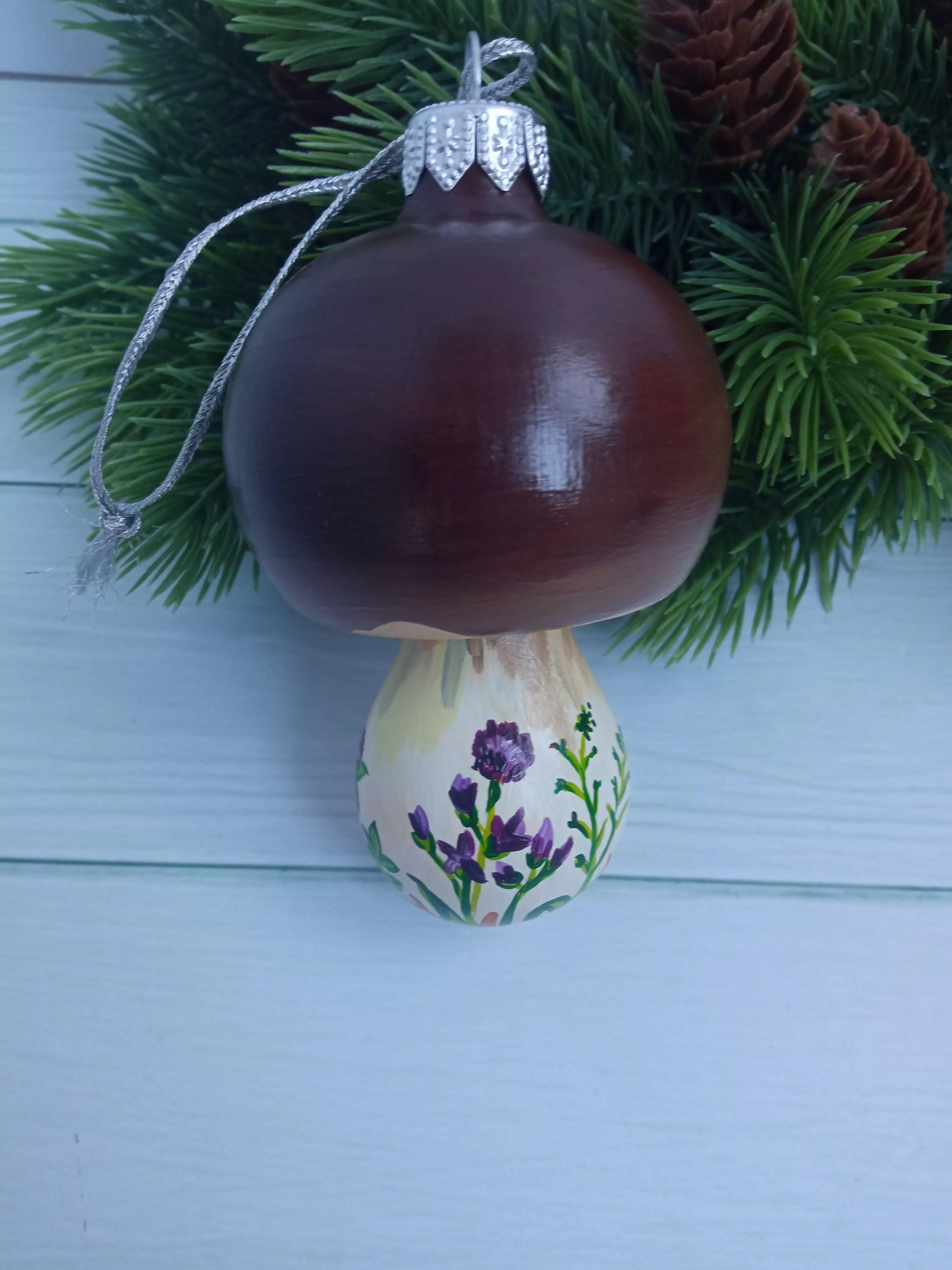 Ёлочная игрушка Грибок Art-Works Стекло Ручная роспись CN-162