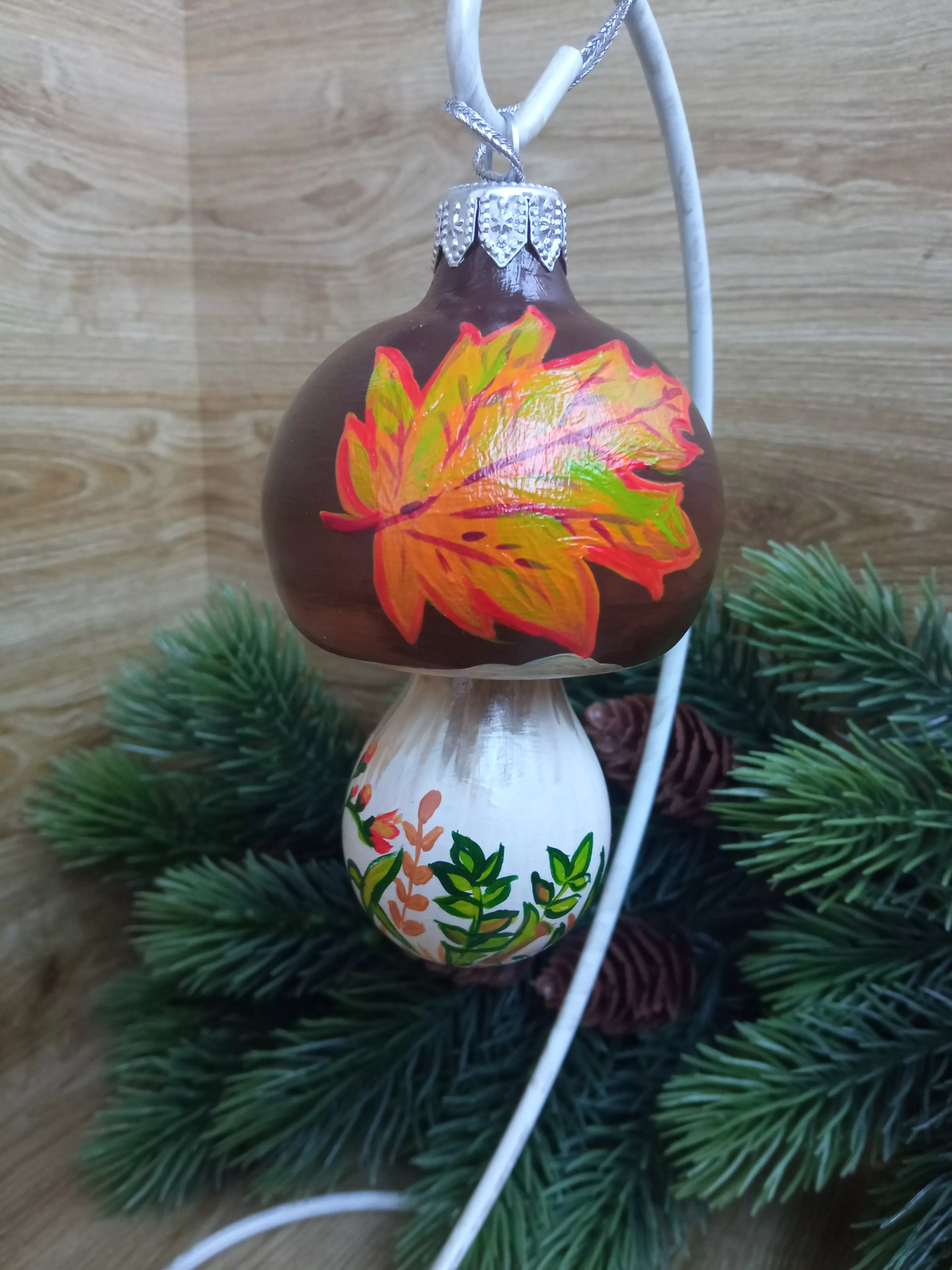 Ёлочная игрушка Грибок Art-Works Стекло Ручная роспись CN-162