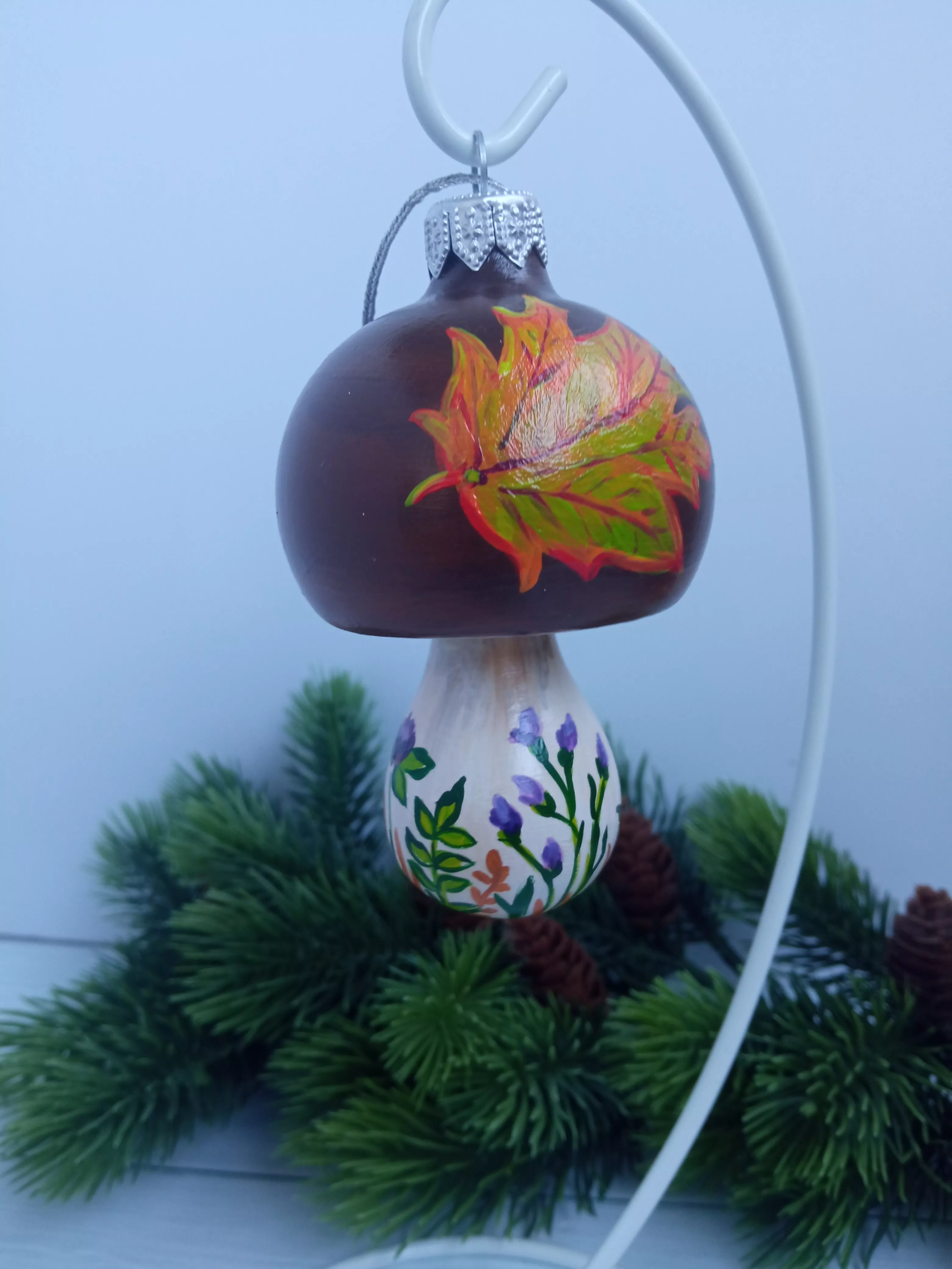 Ёлочная игрушка Грибок Art-Works Стекло Ручная роспись CN-162