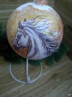 Ёлочный шар Золотая Лошадь Символ года Art-Works Стекло Ручная роспись
