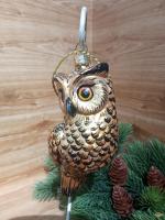 Ёлочная игрушка Золотая Сова Art-Works Стекло Ручная роспись CN-165