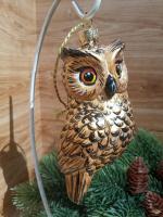 Ёлочная игрушка Золотая Сова Art-Works Стекло Ручная роспись CN-165