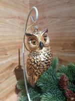 Ёлочная игрушка Золотая Сова Art-Works Стекло Ручная роспись CN-165