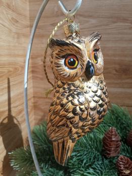 Ёлочная игрушка Золотая Сова Art-Works Стекло Ручная роспись CN-165