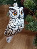 Ёлочная игрушка Белая Сова Art-Works Стекло Ручная роспись CN-173